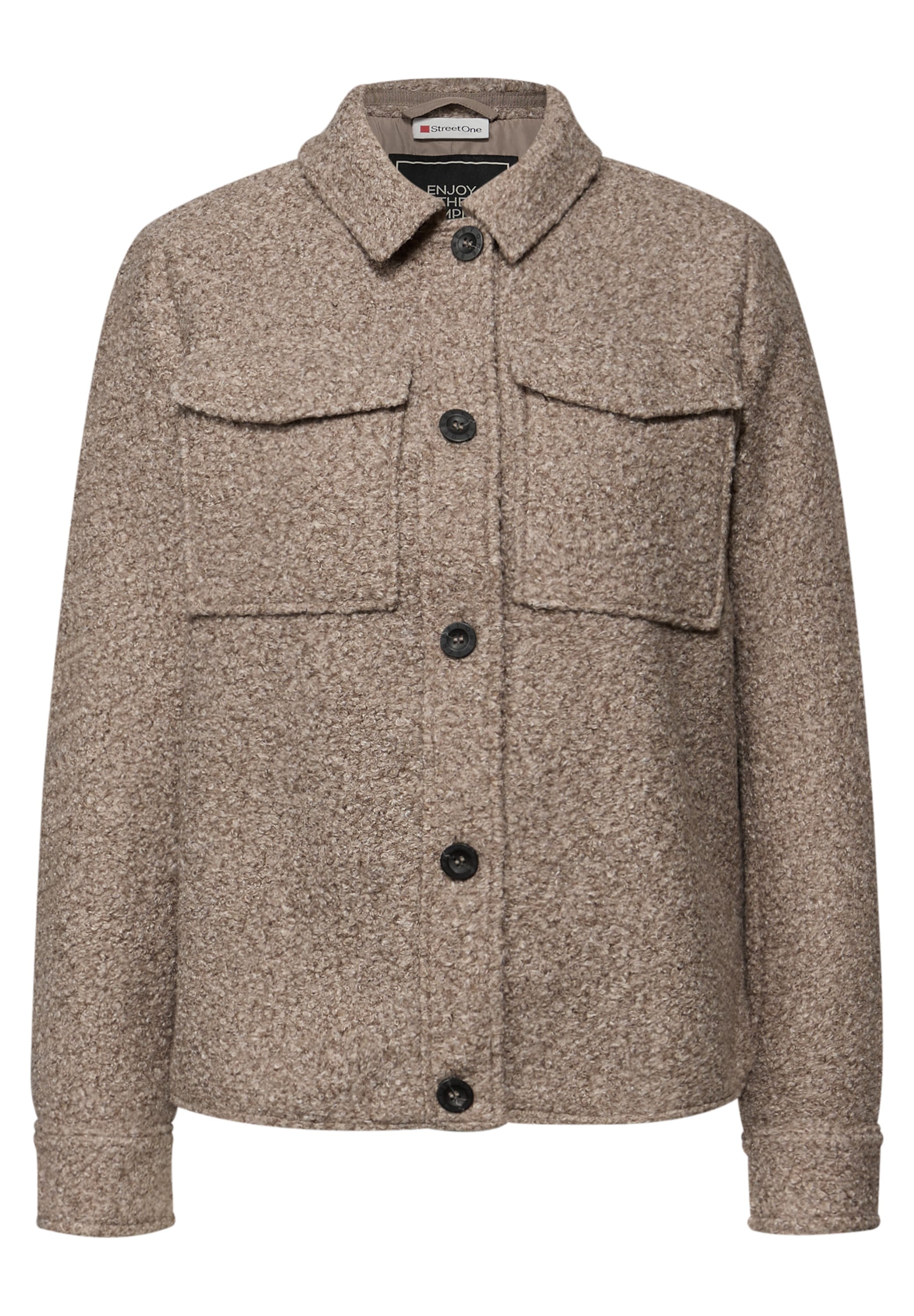 STREET ONE Blusenjacke ohne Kapuze Overshirt in Woll-Optik, mit Hemdkragen und Knopfleiste