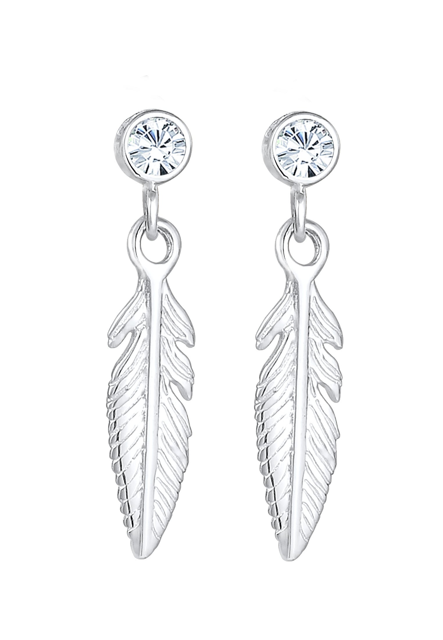 Elli Paar Ohrhänger »Ohrhänger Feder 925 Silber, mit Kristallen von Swarovski®«
