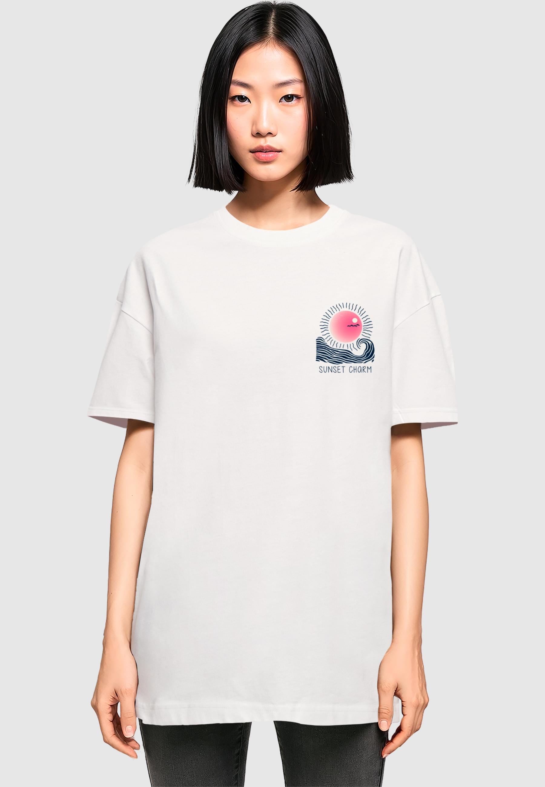 Merchcode T-Shirt »Merchcode Ladies Sunset Charm Oversized Tee«, (1 tlg.)