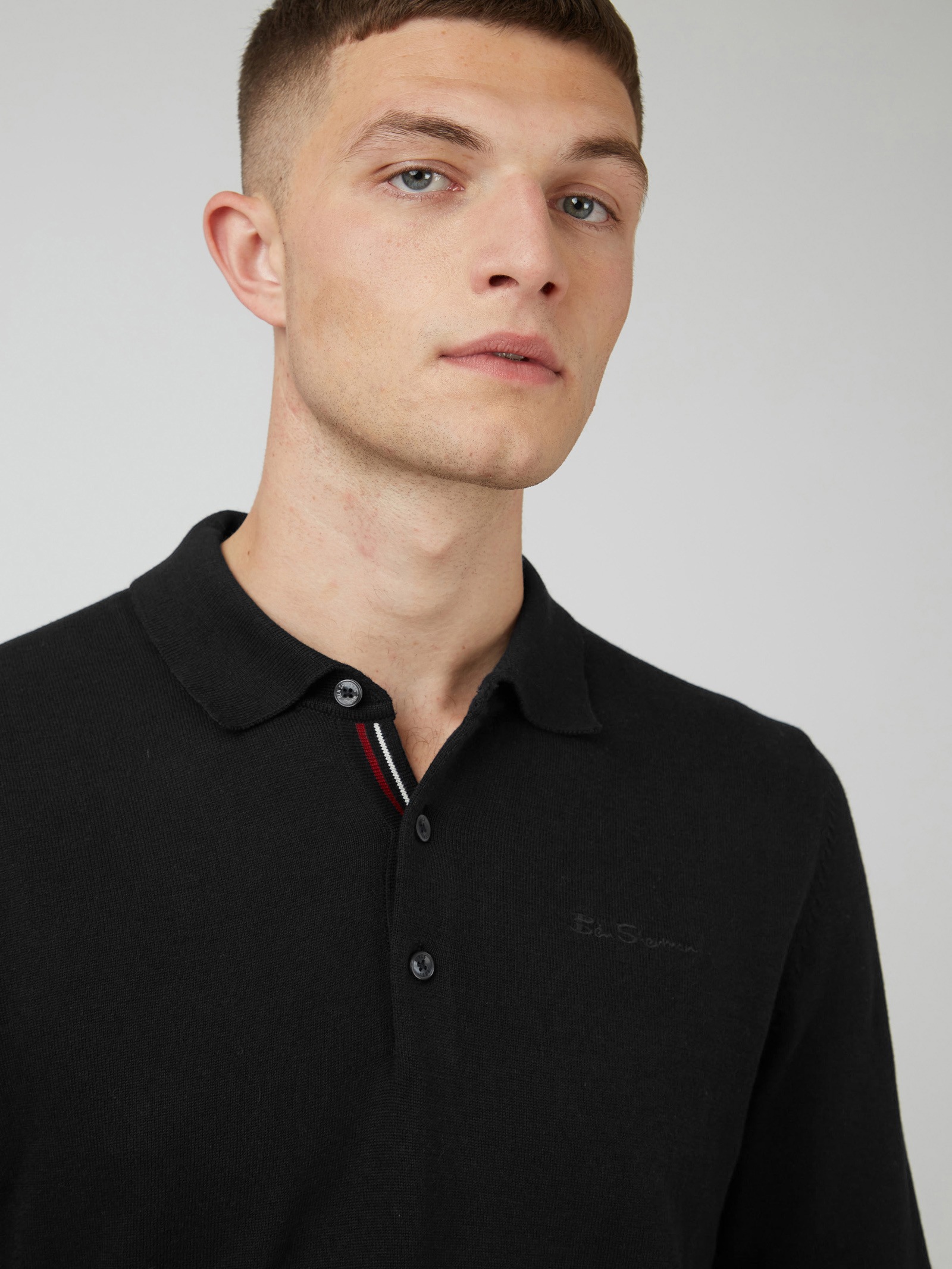 Ben Sherman Poloshirt »Long Sleeve Signature Knitted Polo«, 3-Knopf-Verschluss