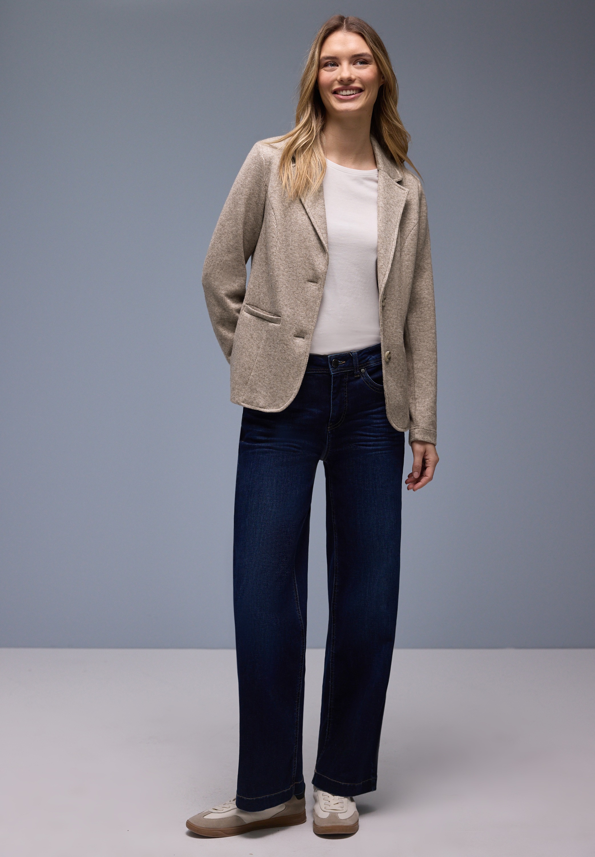 STREET ONE Jackenblazer Rippstrick‑Look mit Reverskragen, mit Viskose