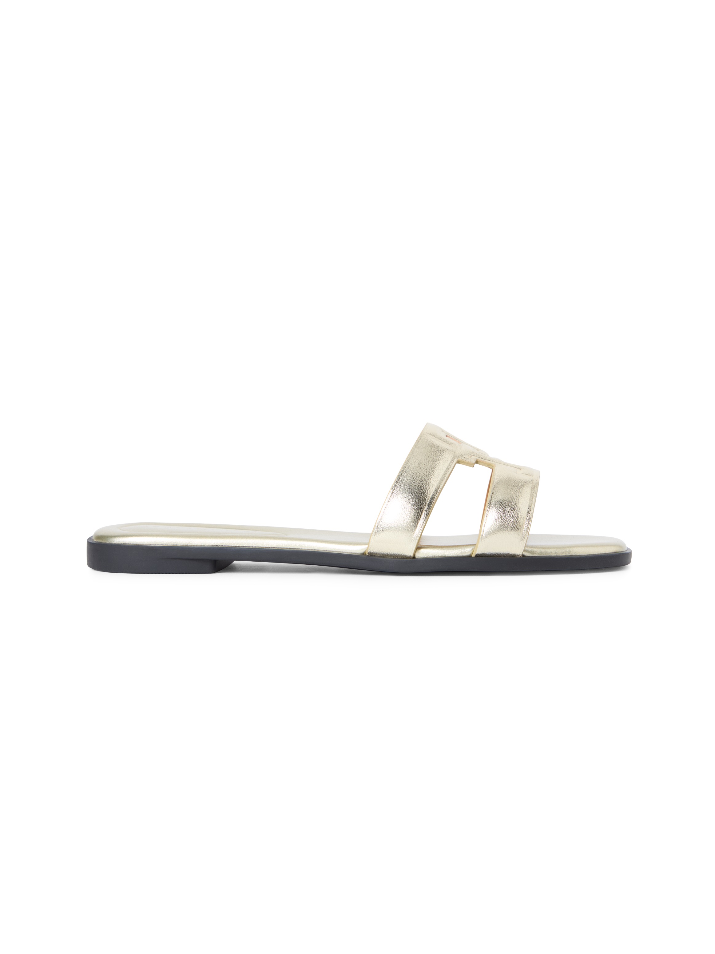 Tommy Hilfiger Pantolette »TH LOGO STRAP MULE GOLD«  Sommerschuh, Schlüpfschuh, Flat mit Logo als Bandage