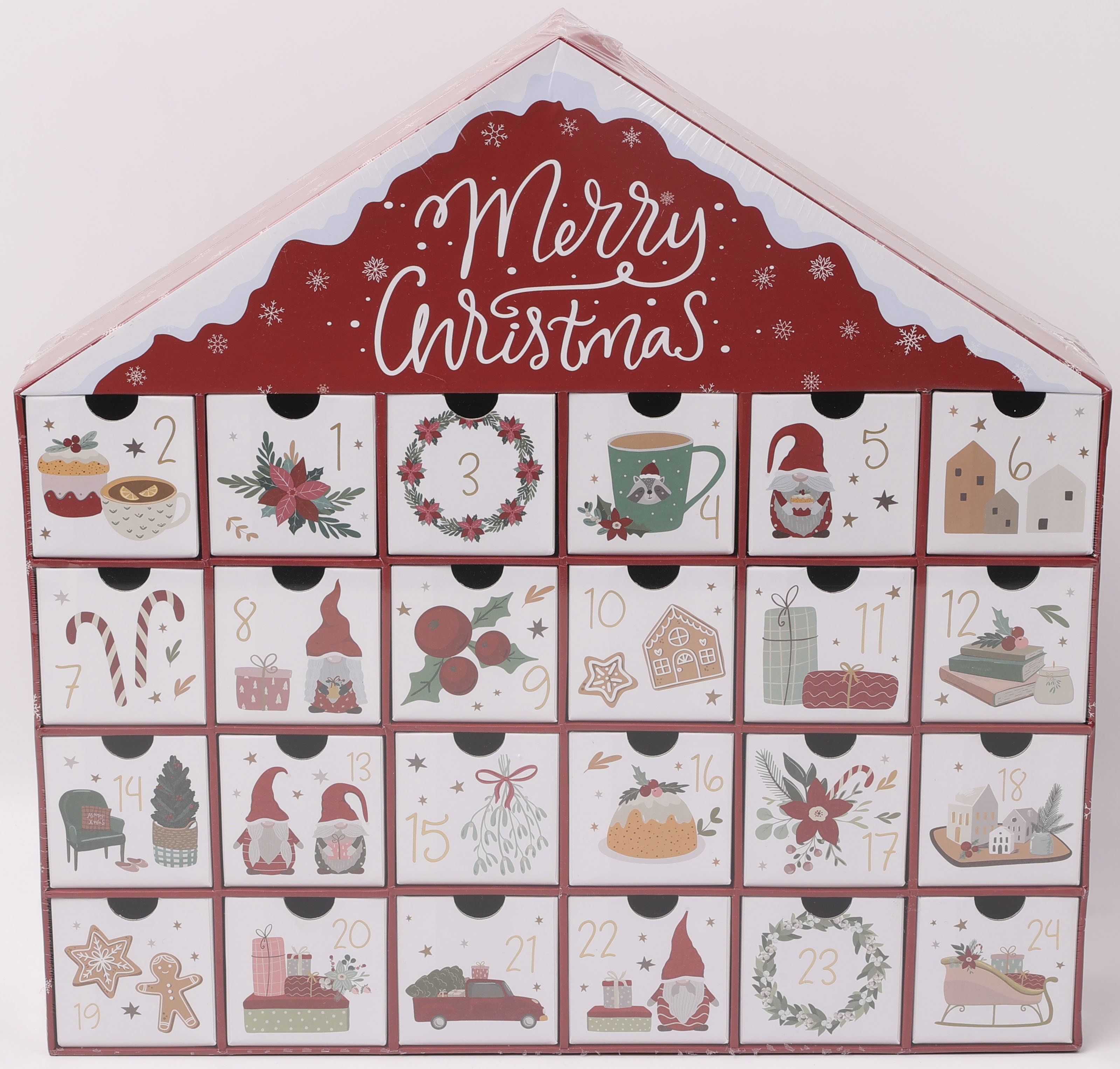 OTTO home Adventskalender "Haus mit weihnachtlichen Motiven auf den Schubladen" Es liegt keine Altersempfehlung vor unbefüllt, ca.40x40cm, wiederverwendbar