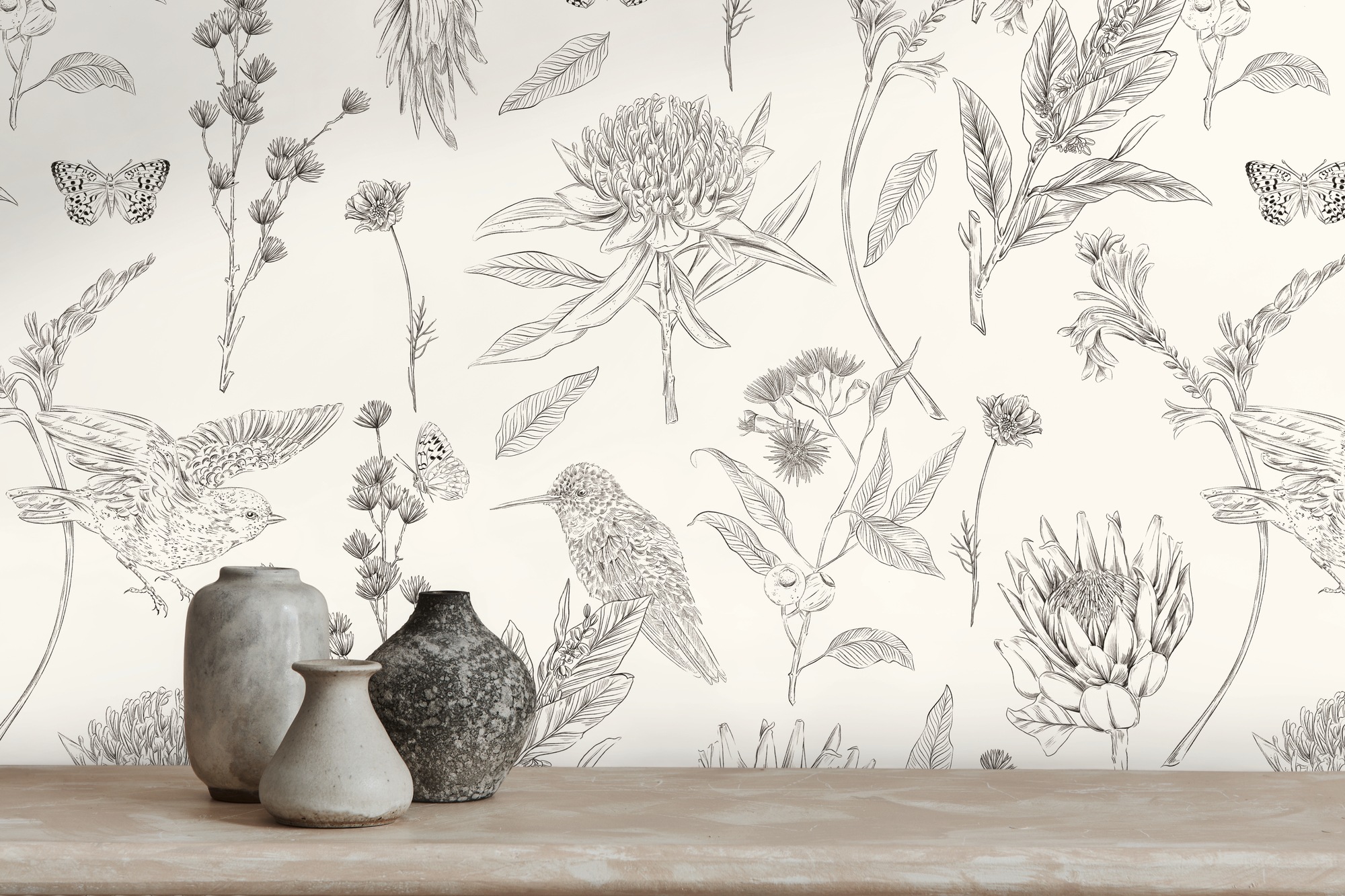 Living Walls Vliestapete "Drawn Into Nature Blumen-Tapete Mustertapete Pflanzen Natur" Matt Strukturiert Vliestapete Blümchen Für Schlafzimmer