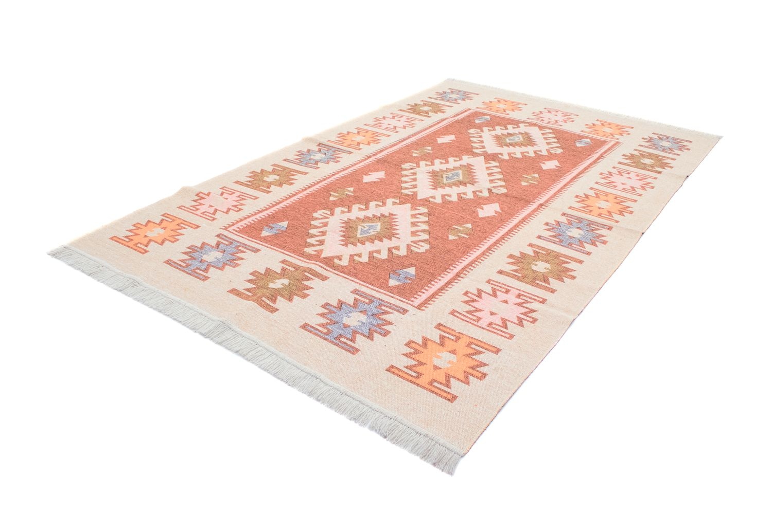 morgenland Wollteppich »Kelim Teppich - Trendy »Ariz« Rechteckig«, rechteckig, 0,5 mm Höhe, Flachgewebe