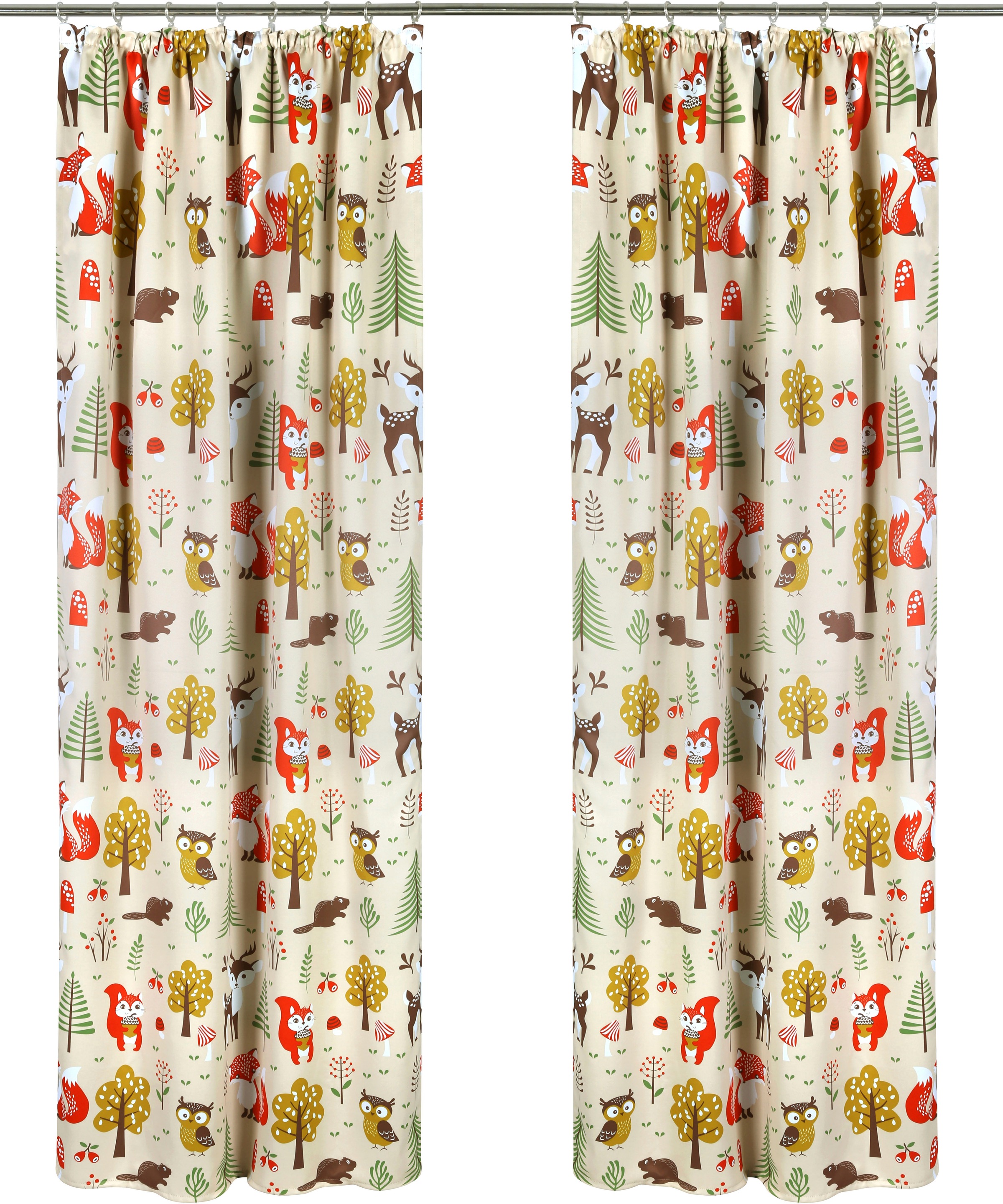 OTTO home Verdunkelungsvorhang "Waldtiere" Kräuselband 1 Stk. tlg. blickdic günstig online kaufen