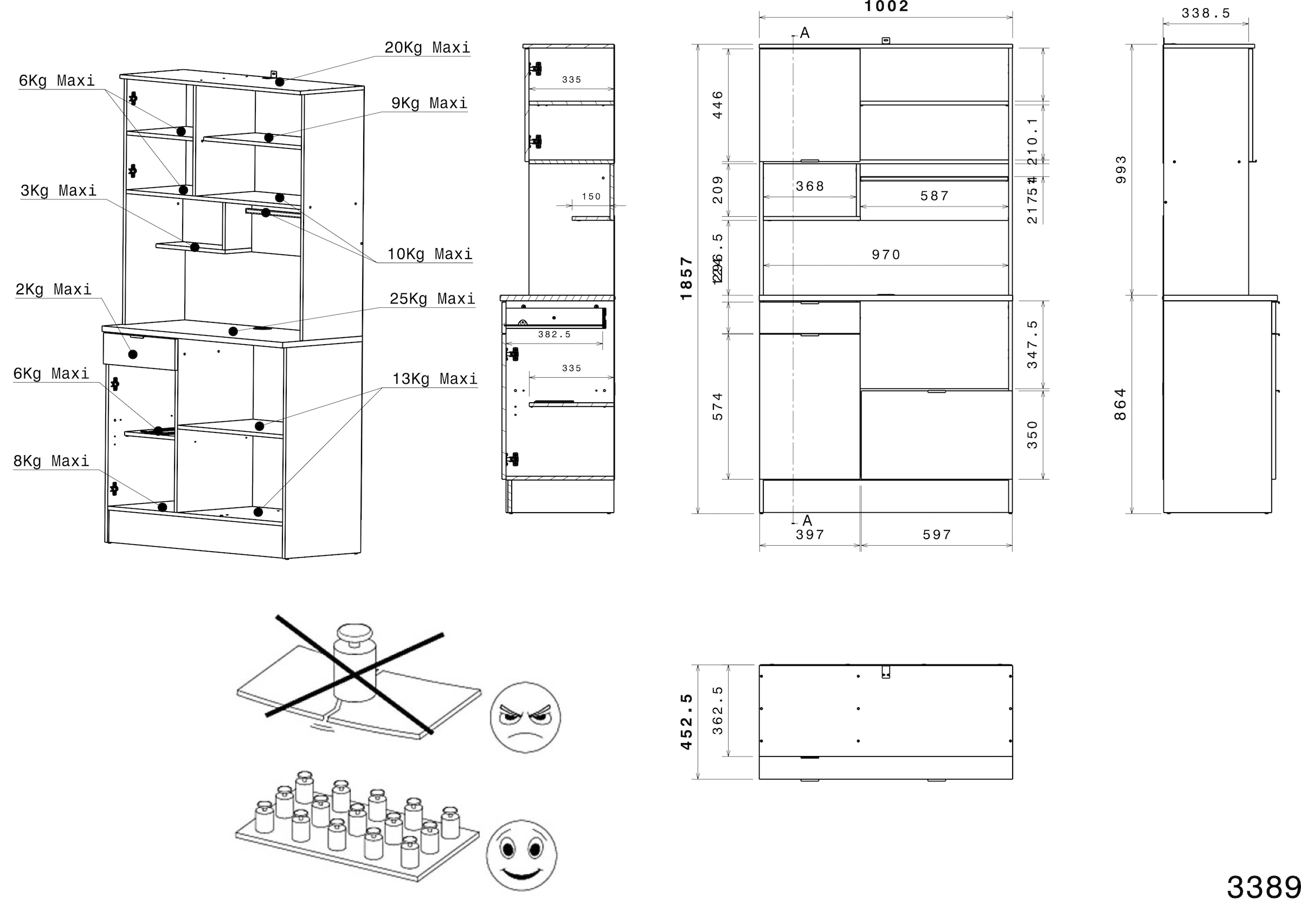 Parisot Schrank-Set »Socool 1, Theke und Küchenbuffet, Made in Europe, viel Stauraum«, (2 St.), TOPSELLER! Theke als Tresen nutzbar