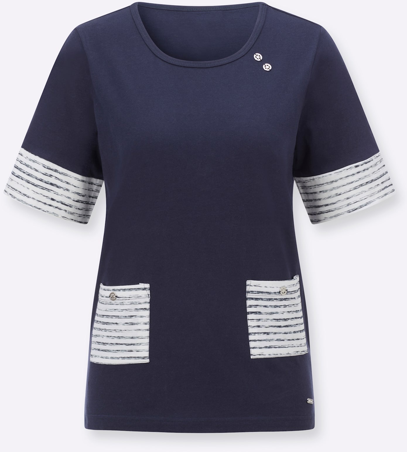 CASUAL LOOKS Women's Short Sleeve Shirt Navy 38 3