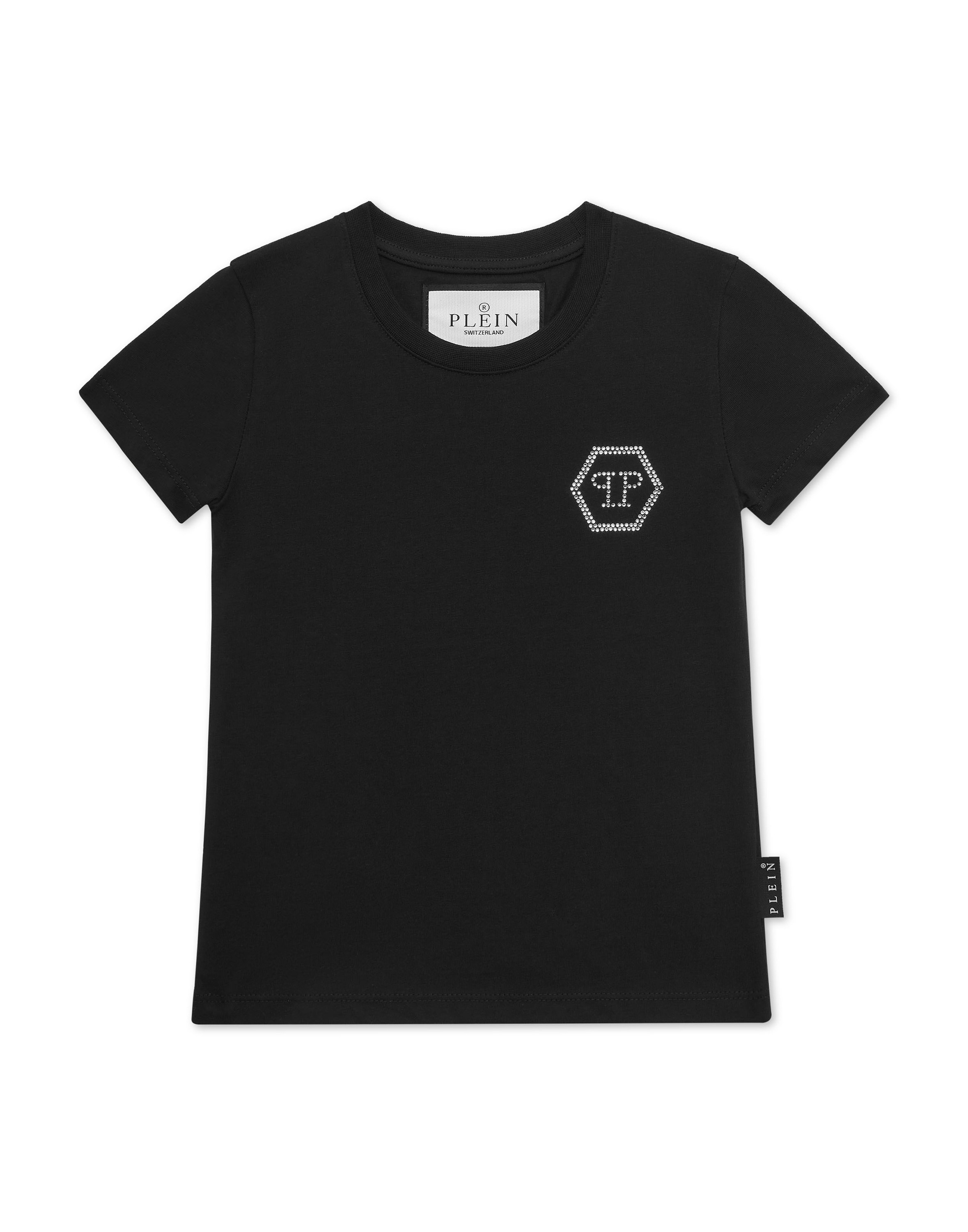 T-Shirt PHILIPP PLEIN "T-Shirt Rundhalsausschnitt Ss", Jungen, Gr. 6, 02, schwarz, Obermaterial: 100% Baumwolle, Shirts T-Shirt