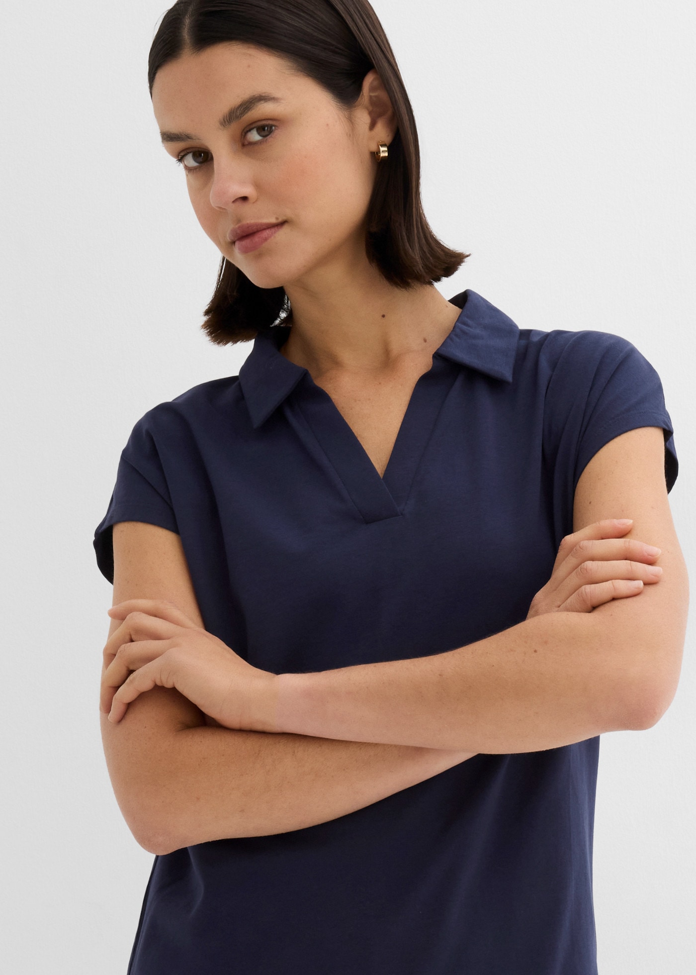 bonprix T-Shirt Regular Fit Passform, Kurzarm, offener Polokragen