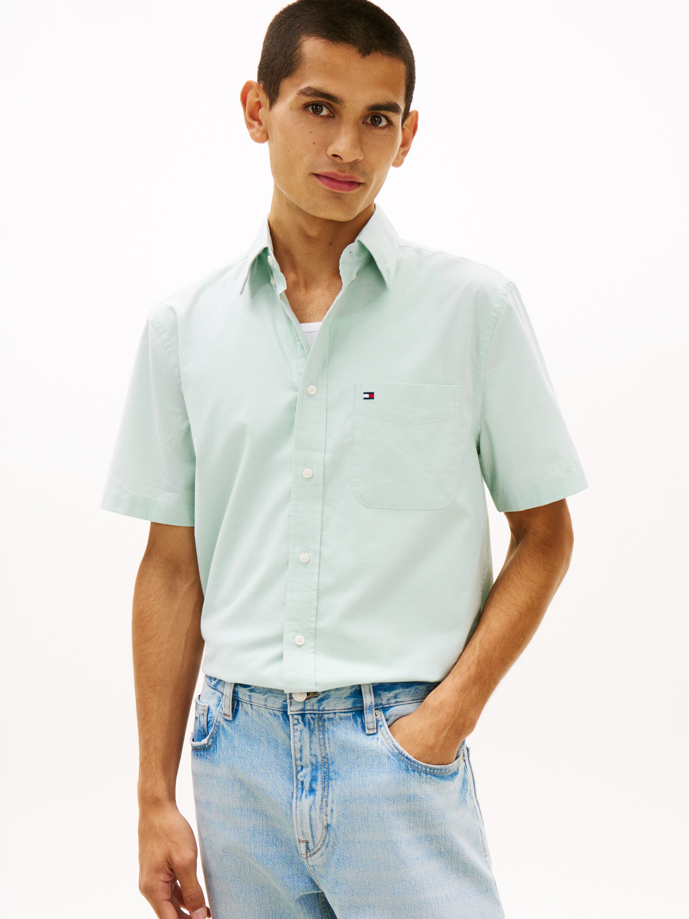Tommy Hilfiger Kurzarmhemd "LIGHT OXFORD SOLID" regular fit, Button-down-Kr günstig online kaufen