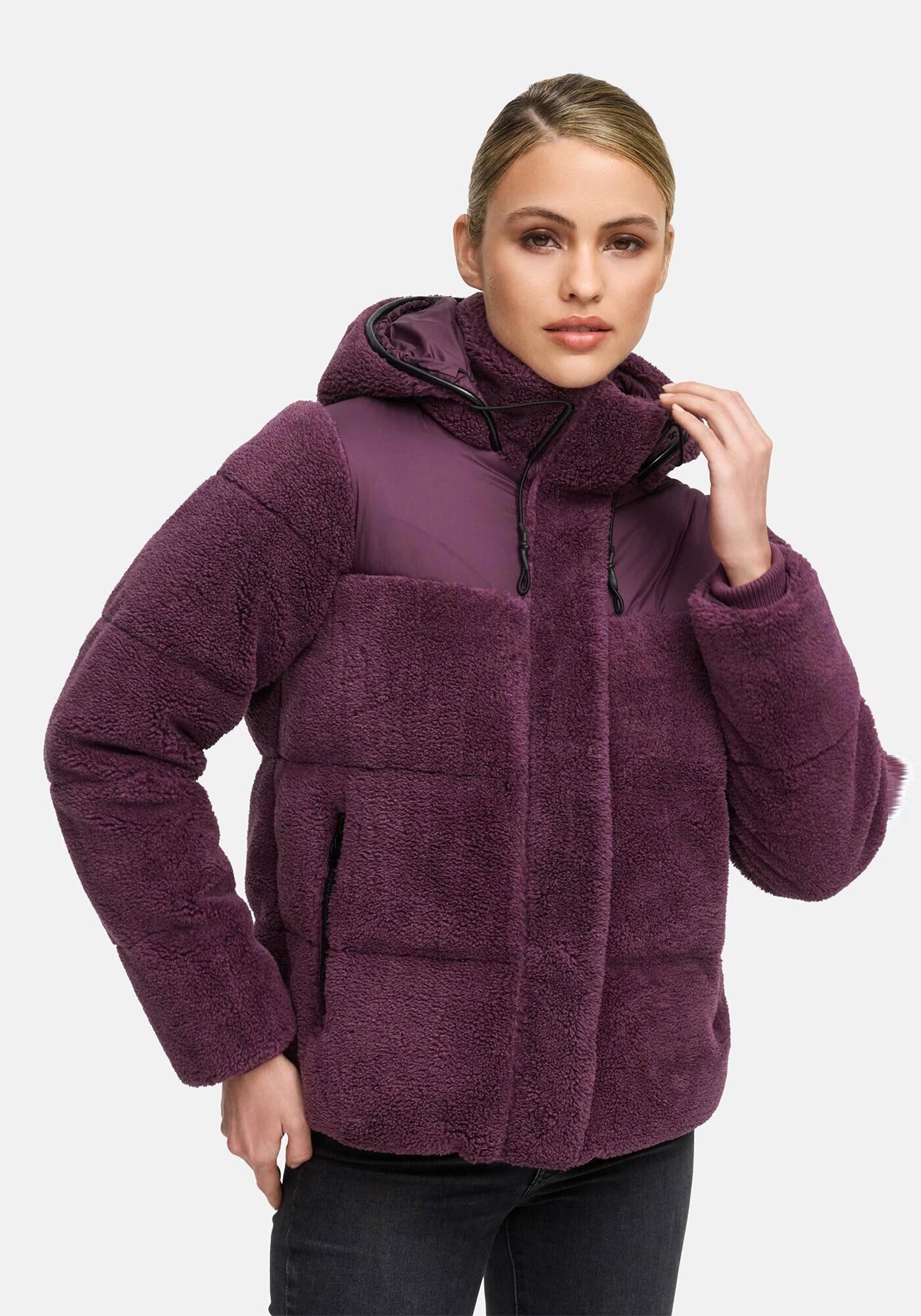 Marikoo Winterjacke »Kaguraa«, warme Teddyfell Sherpa Jacke