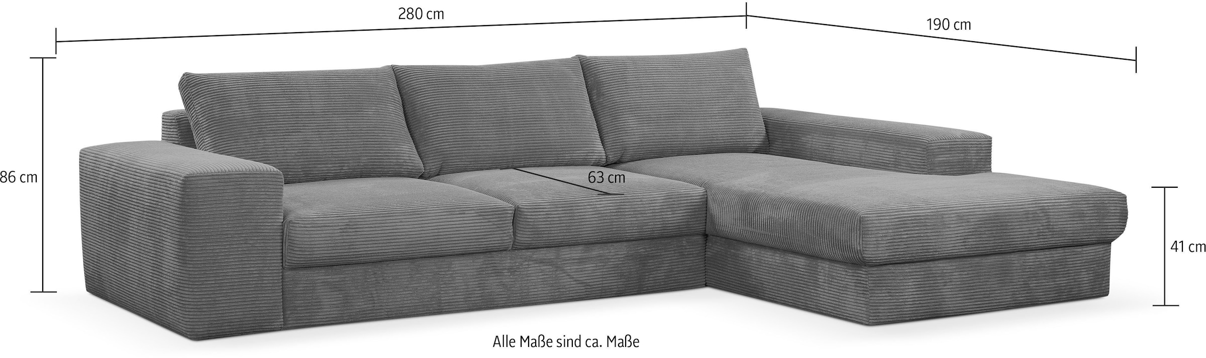 WERK2 Ecksofa »Rozzana Lounge Sofa, zeitlos & viel Platz, Design & Komfort« Cord, L-Form, XXL