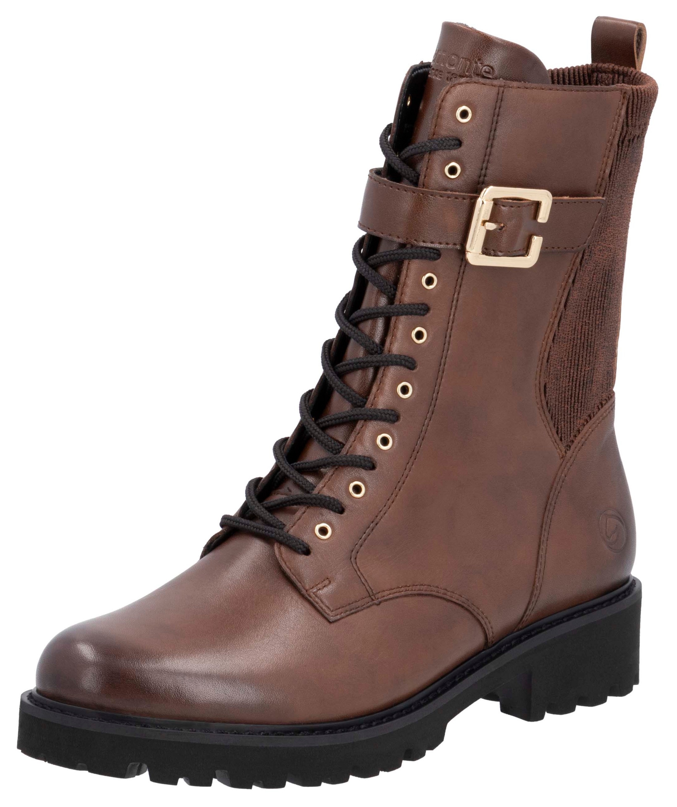 Remonte Schnürstiefelette, Blockabsatz, Schnürboots mit Zierschnalle
