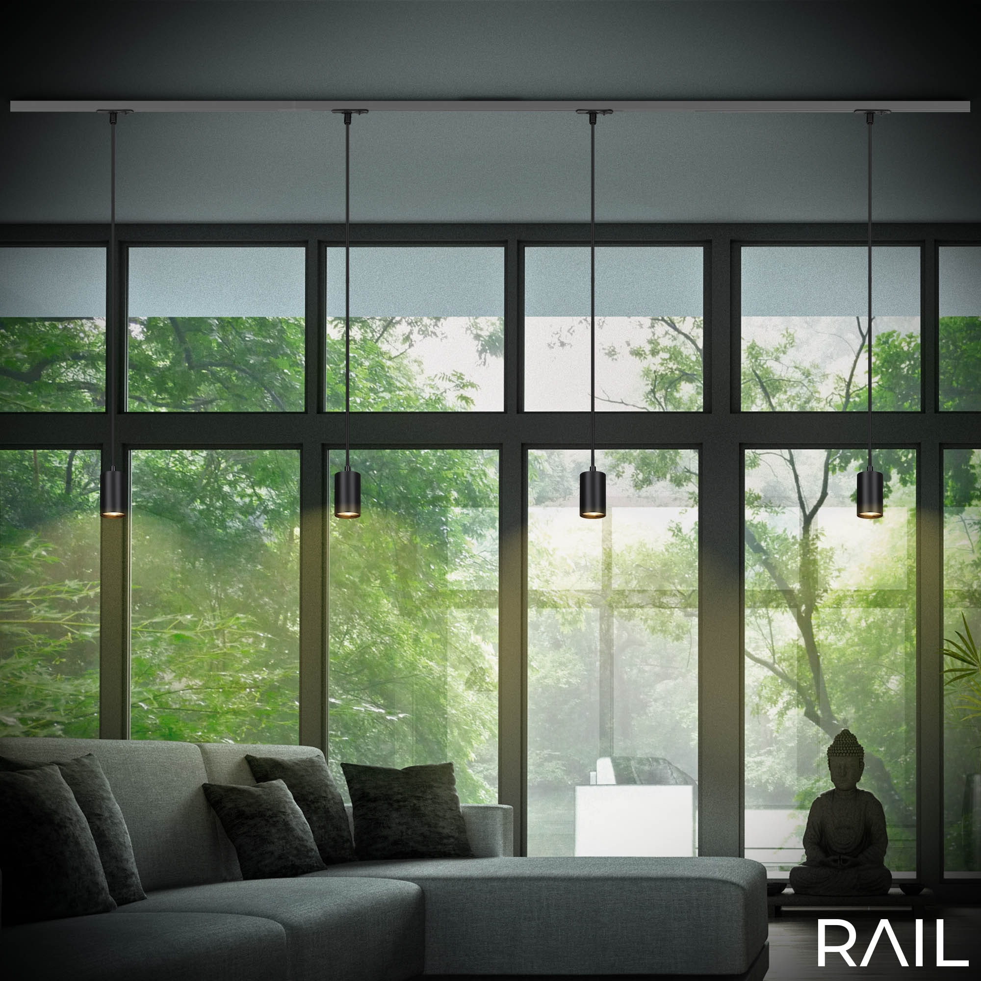 Briloner Leuchten Schienensystem-Leuchten »RAIL« GU10 1 Stk. Pendelleuchte 1440x80x55 mm Schwarz max. 9W Schienensystem Rail Küche