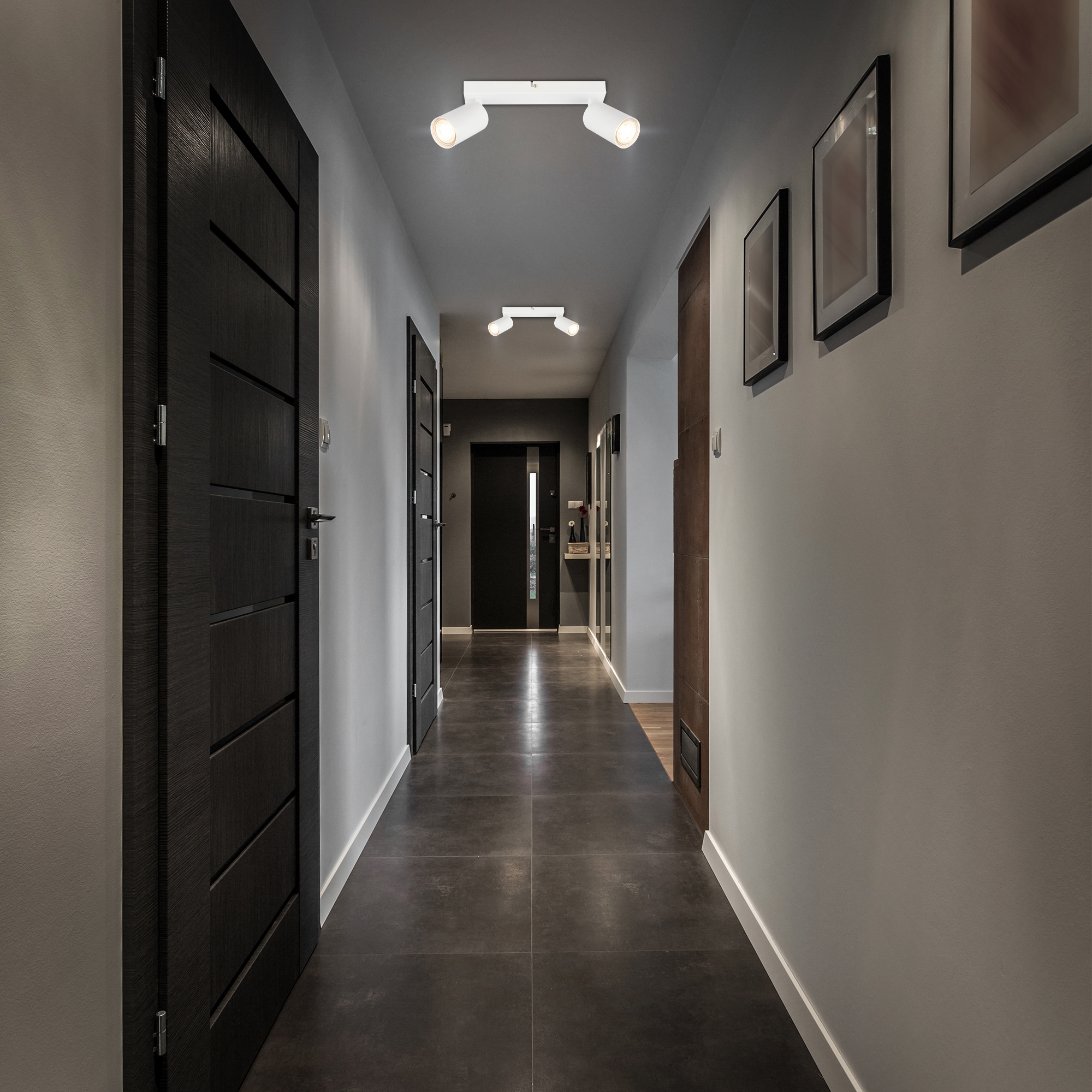 B.K.Licht Deckenstrahler »BK_DS1630 EEK A LED Deckenlampe, Schwenkbar, Deckenspot«, 2 flammig, Leuchtmittel GU10 | LED wechselbar, Inkl. 2x GU10, 3.000 K, 450Lm, 2W, 15,5 x 5,5 x 25,5 cm, Weiß