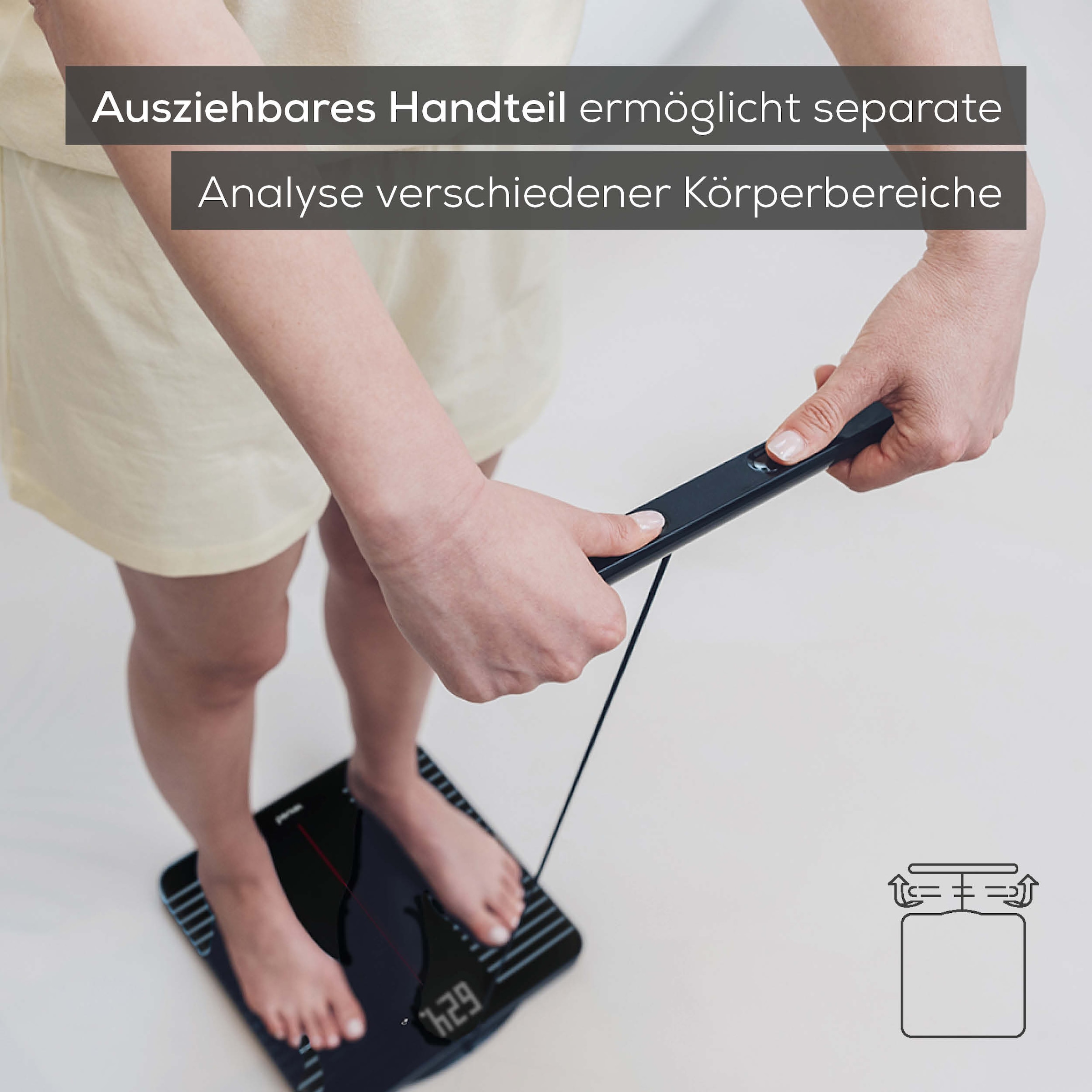 BEURER Körper-Analyse-Waage »BF 990 Diagnosewaage zur Ganzkörperanalyse, 180 kg, App-Verbindung«, Mit Handsensoren und App-Anbindung via WIFI/Bluetooth, 25 Messwerte