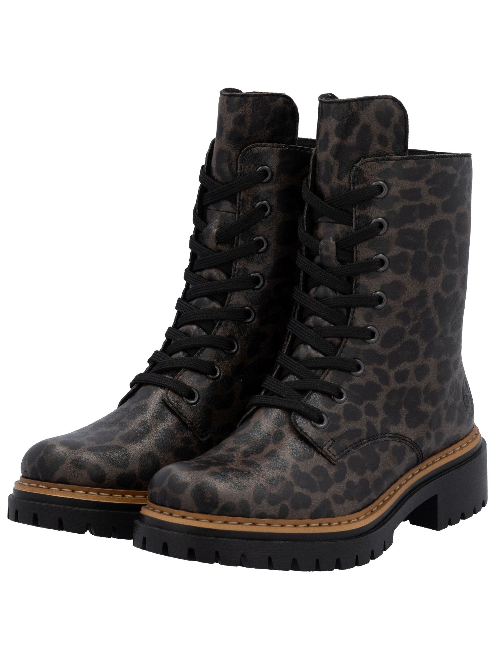 Schnürstiefelette RIEKER "Rieker Stiefelette Lederimitat", Damen, Gr. 38, grau, Lederimitat, Schuhe Schnürstiefelette 6