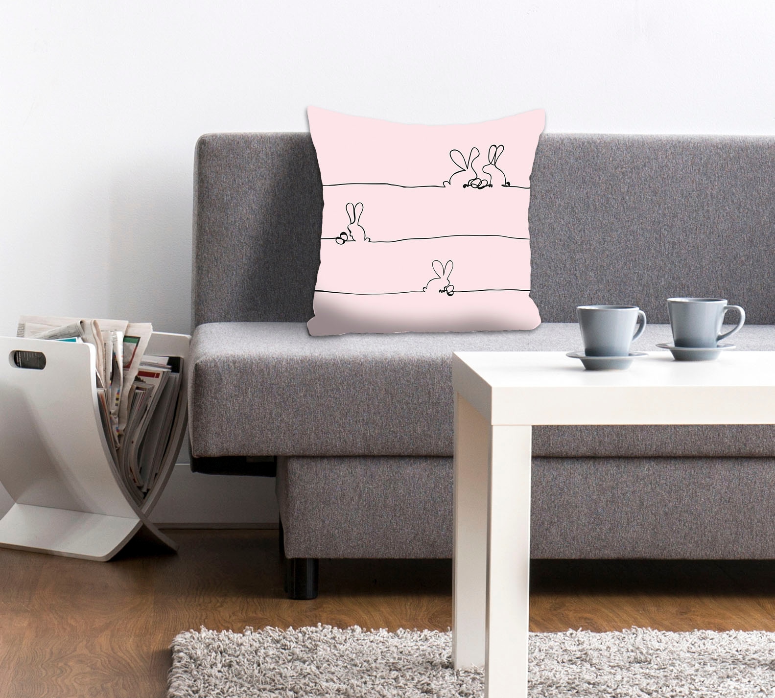 queence Dekokissen "Bunny Family rosa" mit einem österlichem Hasenpaar günstig online kaufen