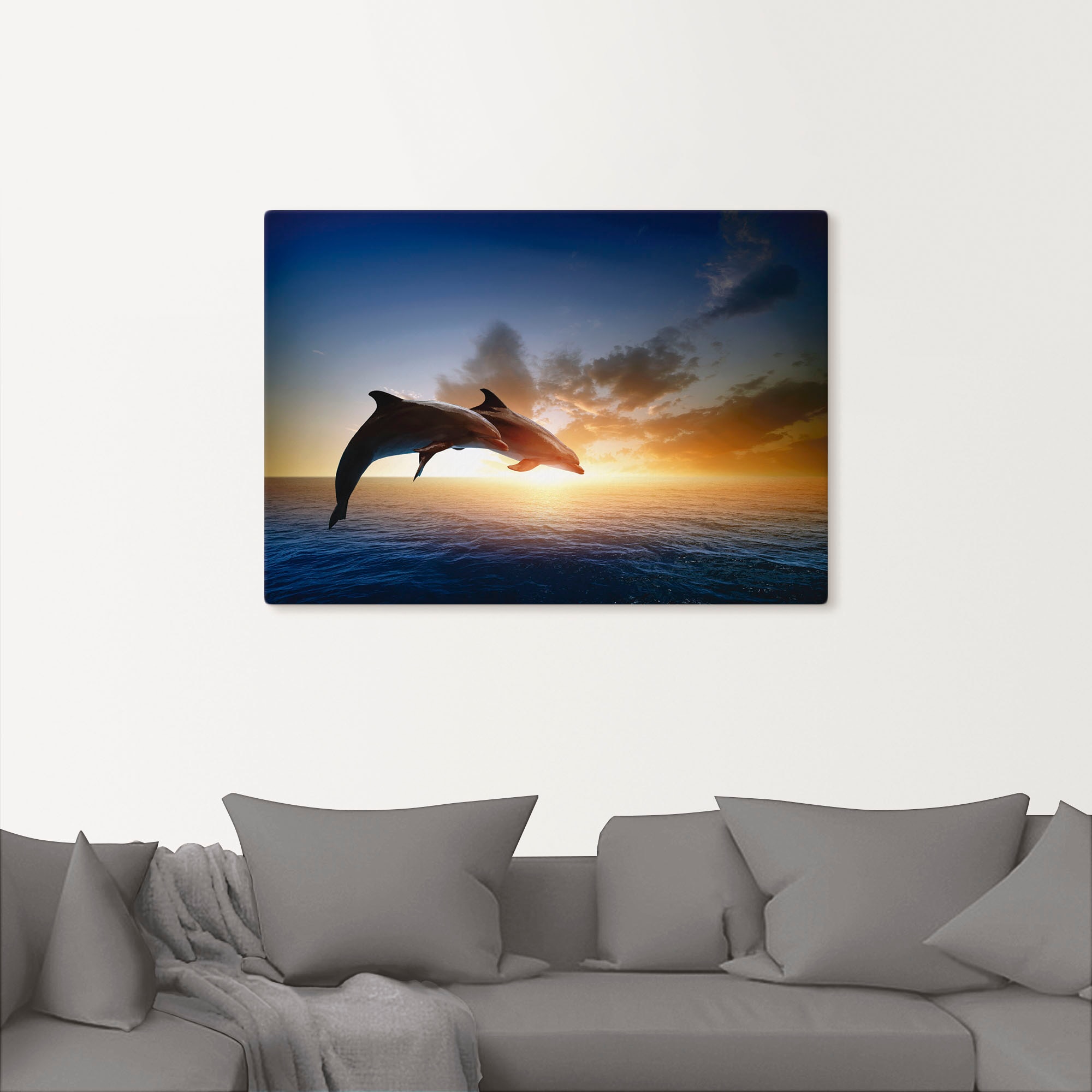 Artland Wandbild "Delfinpaar" Wassertiere 1 Stk. tlg. als Leinwandbild, Pos günstig online kaufen