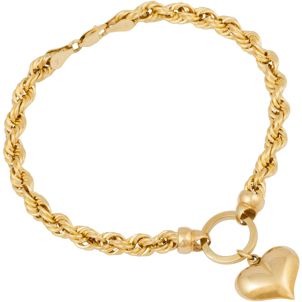 Firetti Armband »Schmuck Geschenk Gold 585 Armschmuck Armkette Kordelkette "Herz"«