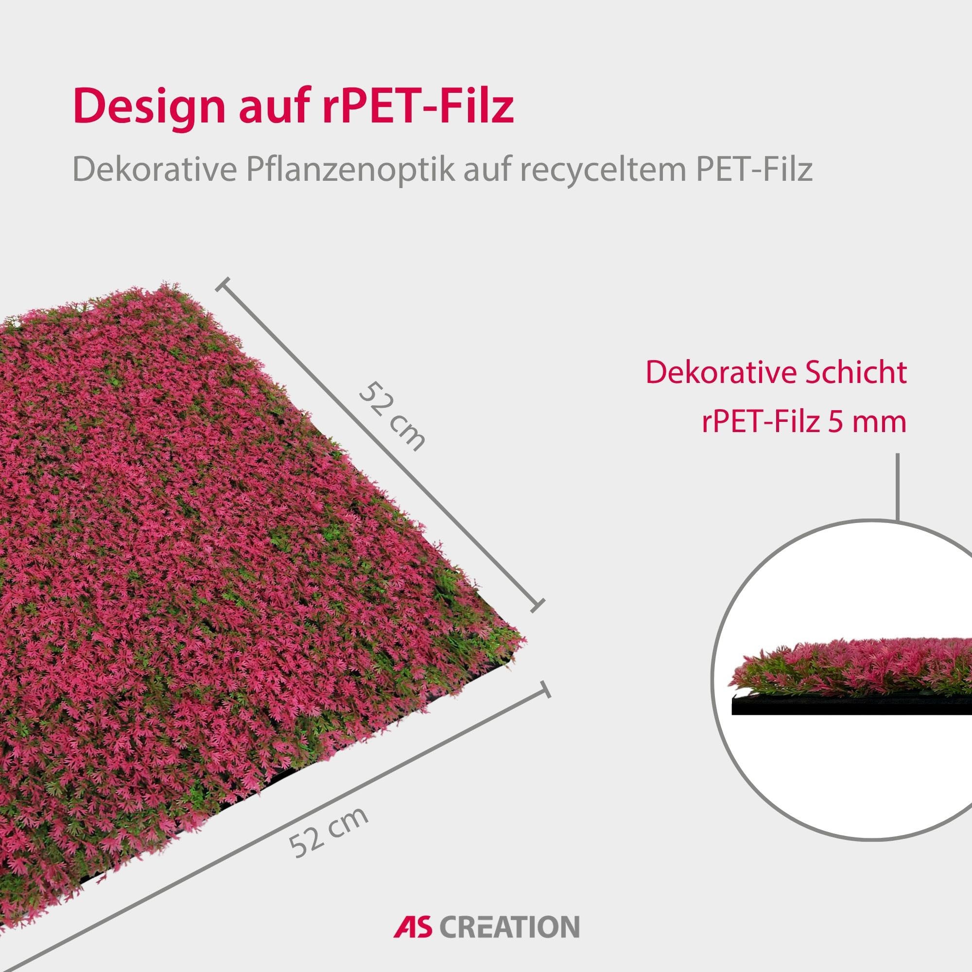 Architects Paper 3D Wandpaneel »A.S. Création Modular Wall Wandpaneel Pflanzenoptik« 1 tlg. Kunstpflanzen auf rPET-Filz für farbstarke botanische 3D-Wände