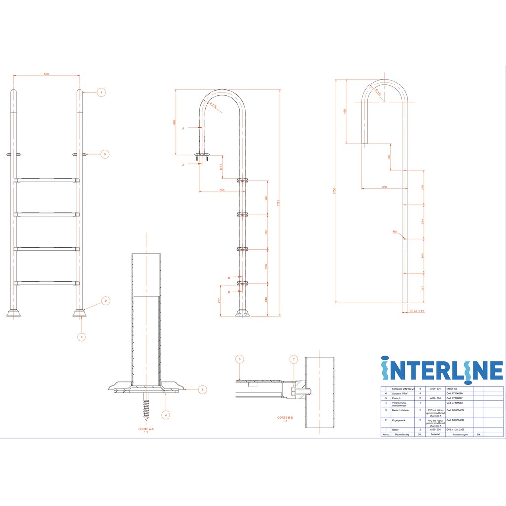 Interline Poolleiter »Pool (Ersatz-) Teile/Zubehör Leiter«