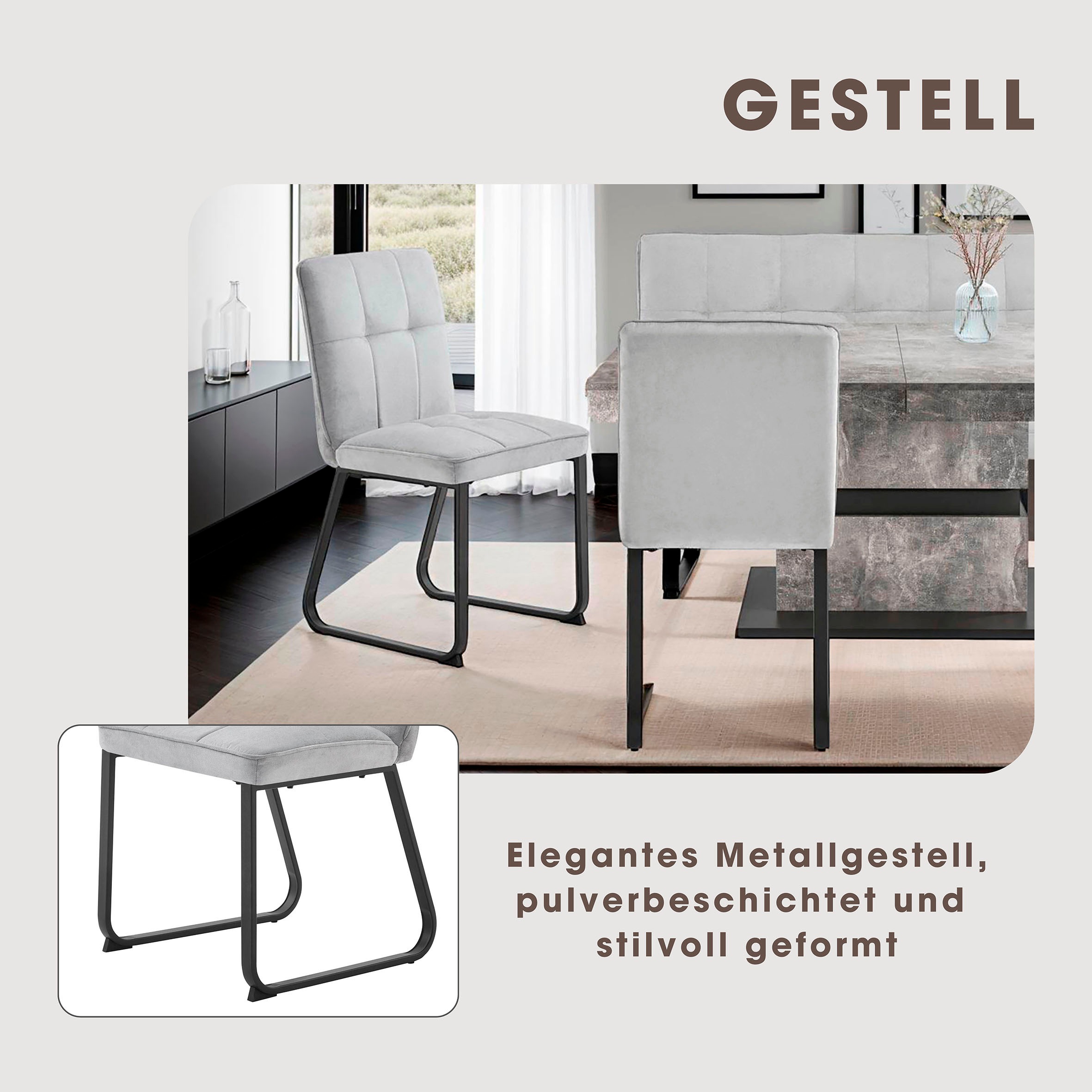byLIVING Esszimmerstuhl »Talea«, (Set), 2 St., Microfaser, Nosagfederung im Sitz, Cord Stoff