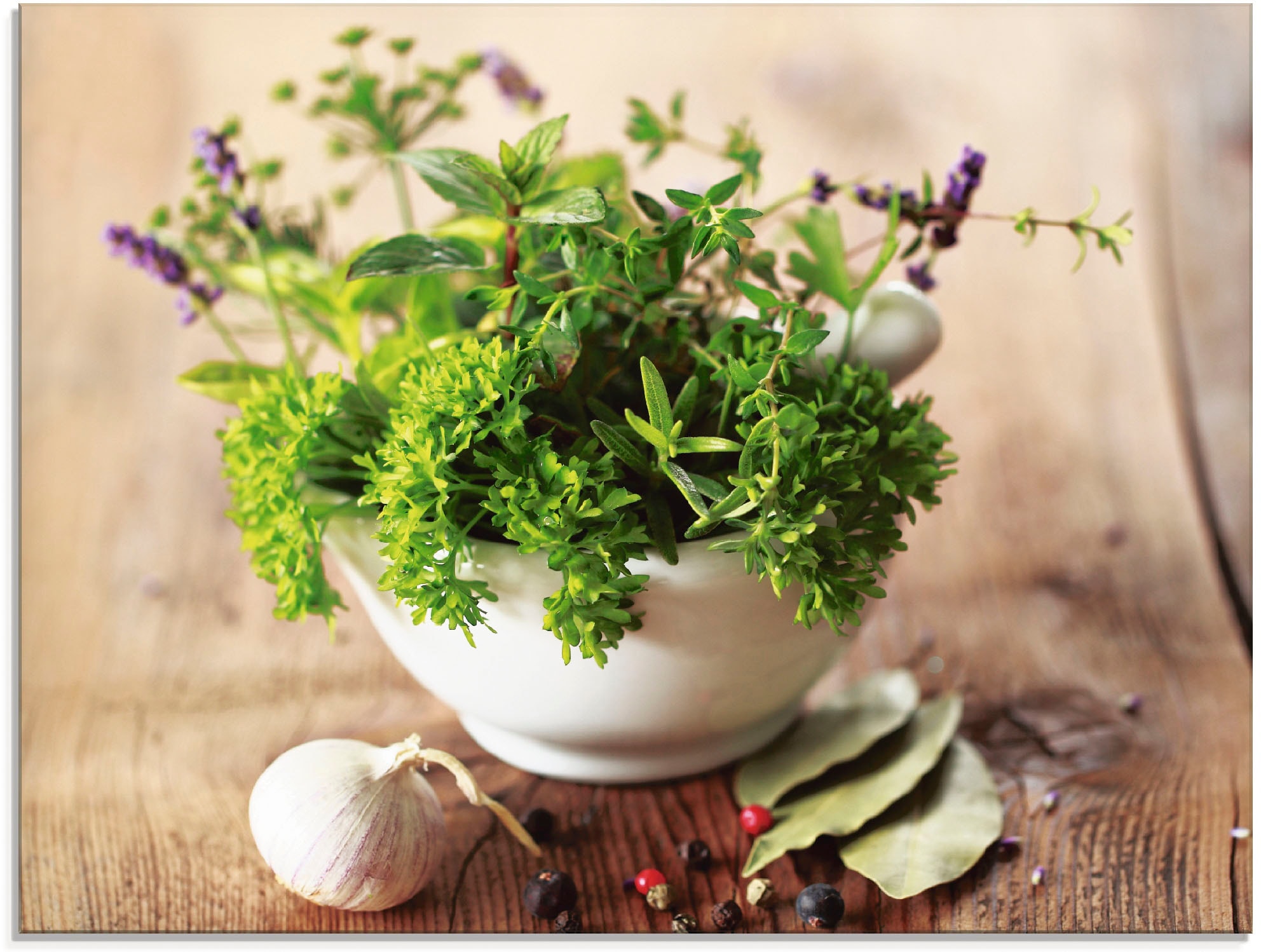 Glasbild ARTLAND, B:60cm H:45cm, grün, Küche, Bilder, "Verschiedene Kräuter - Küche", in verschiedenen Größen