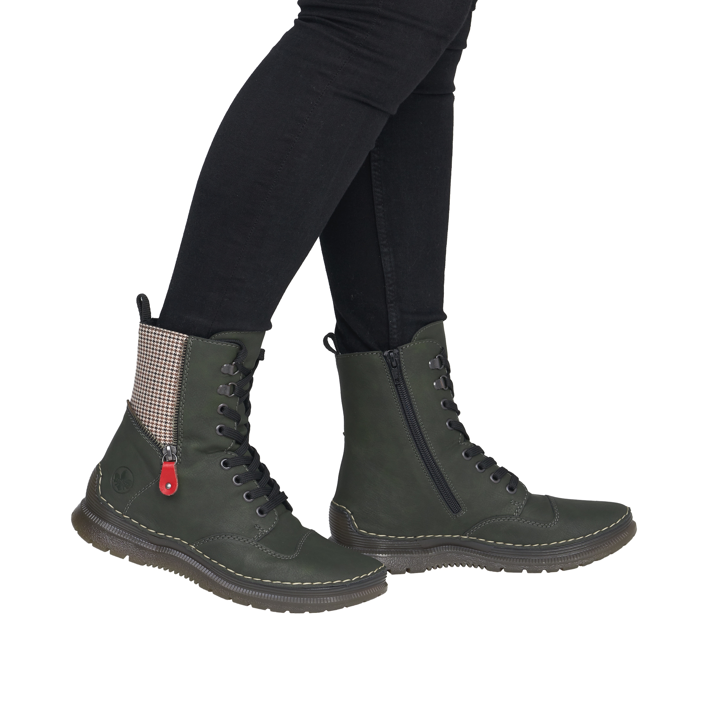 Rieker Schnürboots  Herbstboots, Schnürstiefelette mit Zier-Reißverschluss am Schaft