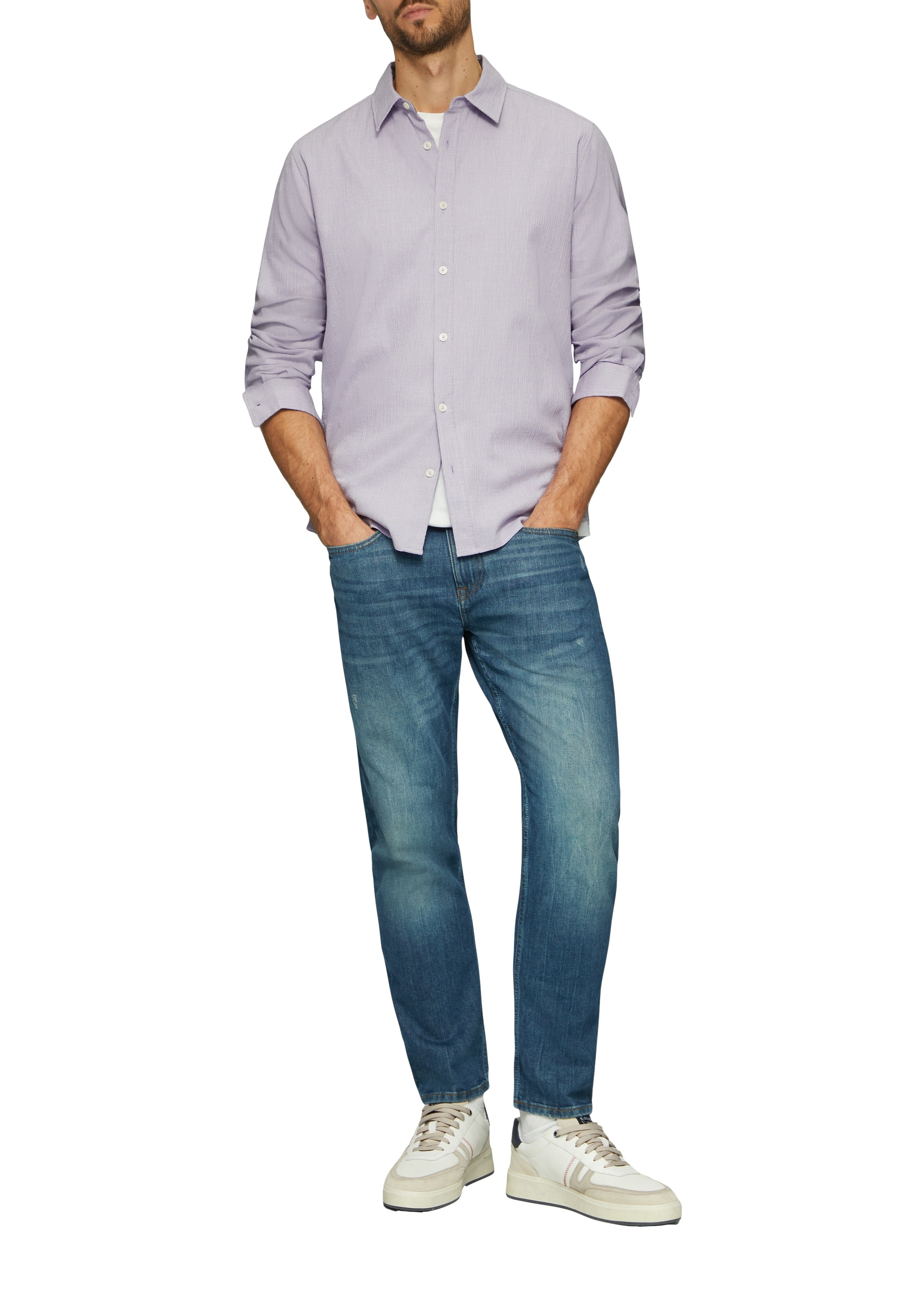 s.Oliver Langarmhemd, aus Seersucker