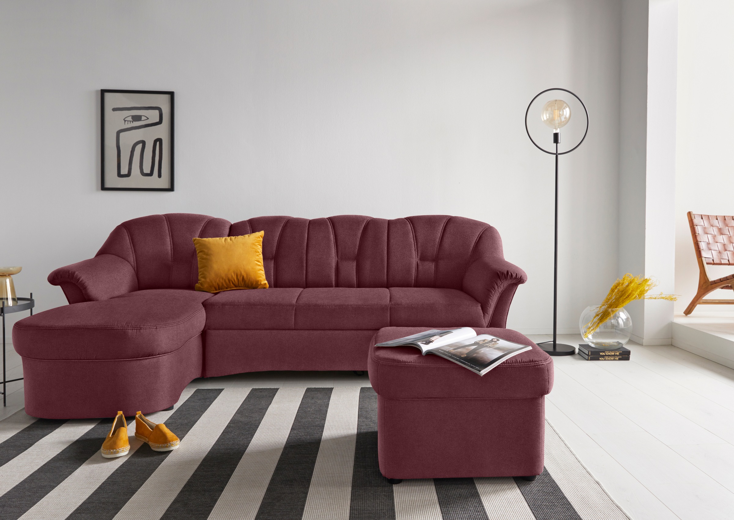 DOMO collection Ecksofa "Papenburg, zeitlose Rückensteppung, elegante Forme günstig online kaufen