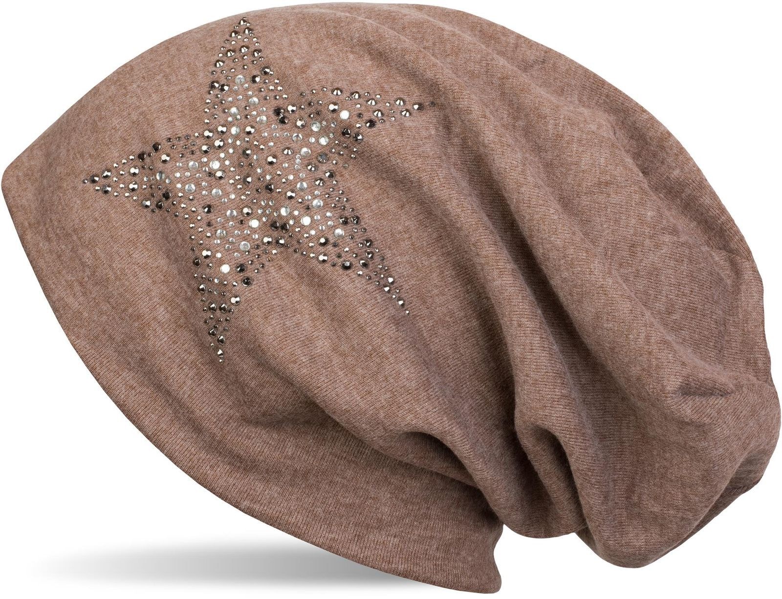 styleBREAKER Beanie "Beanie Mütze mit Strass Nieten Stern" 1 Stk.