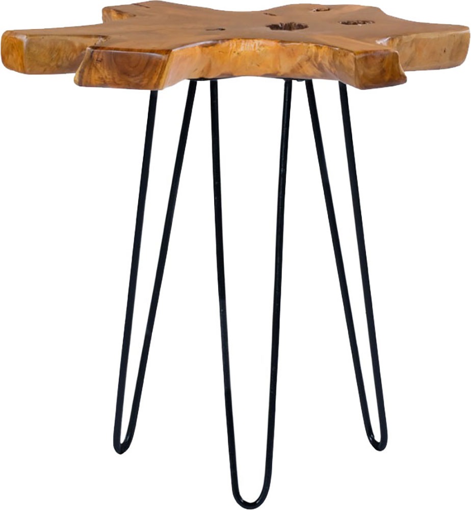 Kayoom Beistelltisch »Woodstock 125, Beistelltisch in Natur-Optik,hochwertiges Teakholz«, (1 St.), Hochwertiges Teakholz, stabile Bauweise, detailreiche Handarbeit