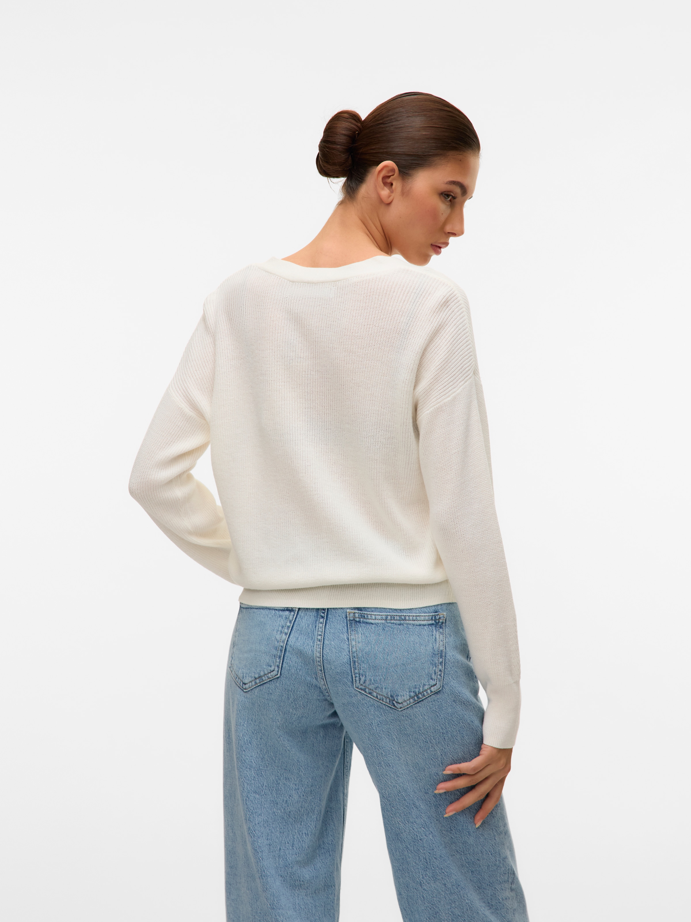 Vero Moda Strickjacke »VMNEWLEXSUN LS SHORT V-NECK CAR GA NOOS« mit Knopfleiste