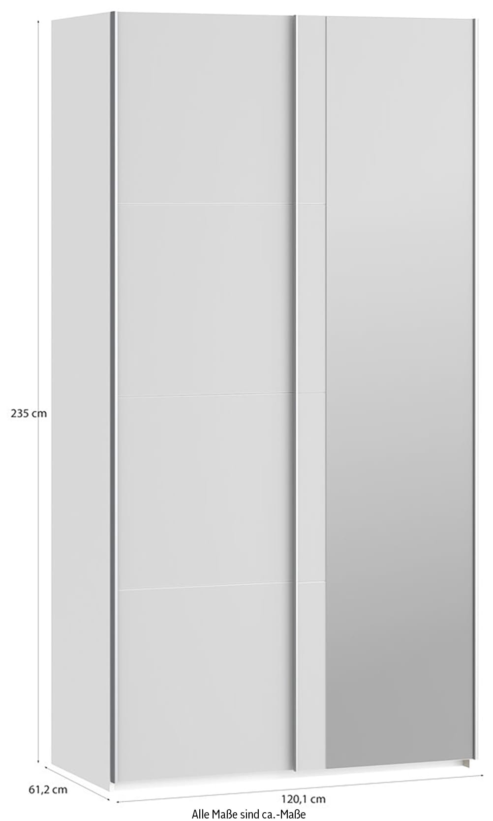 FORTE Schwebetürenschrank »Fittio. Made in Europe, 2 Schiebetüren, modernes Design«, Höhe 2,35 mtr, stehende Montage, Spiegel