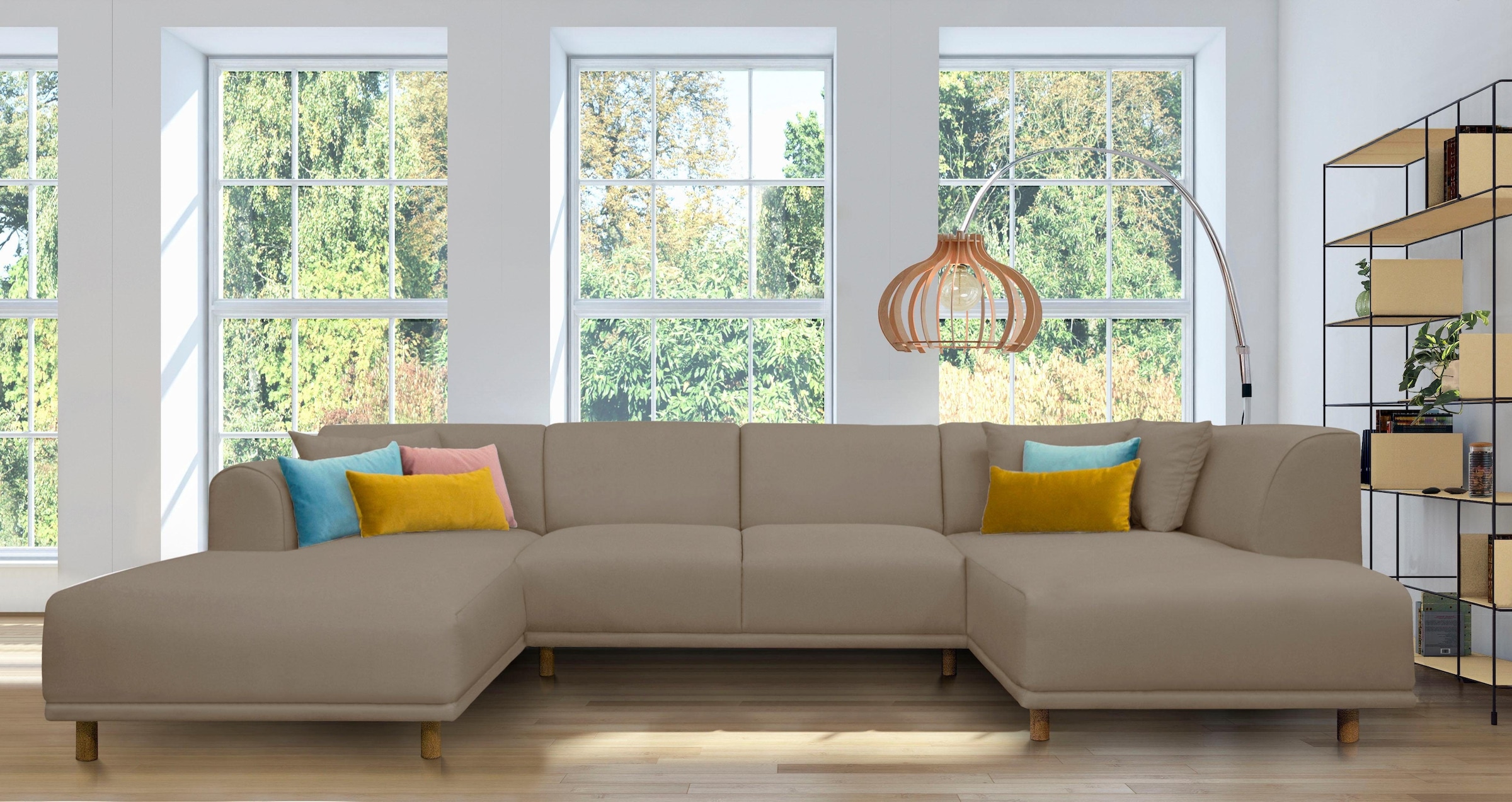 andas Wohnlandschaft »Maroon U-Form«, in skandinavischem Design, mit losen Kissen