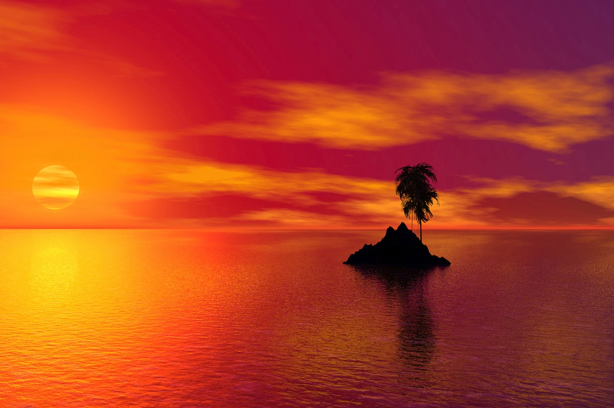 Papermoon Fototapete "Insel im Sonnenuntergang"