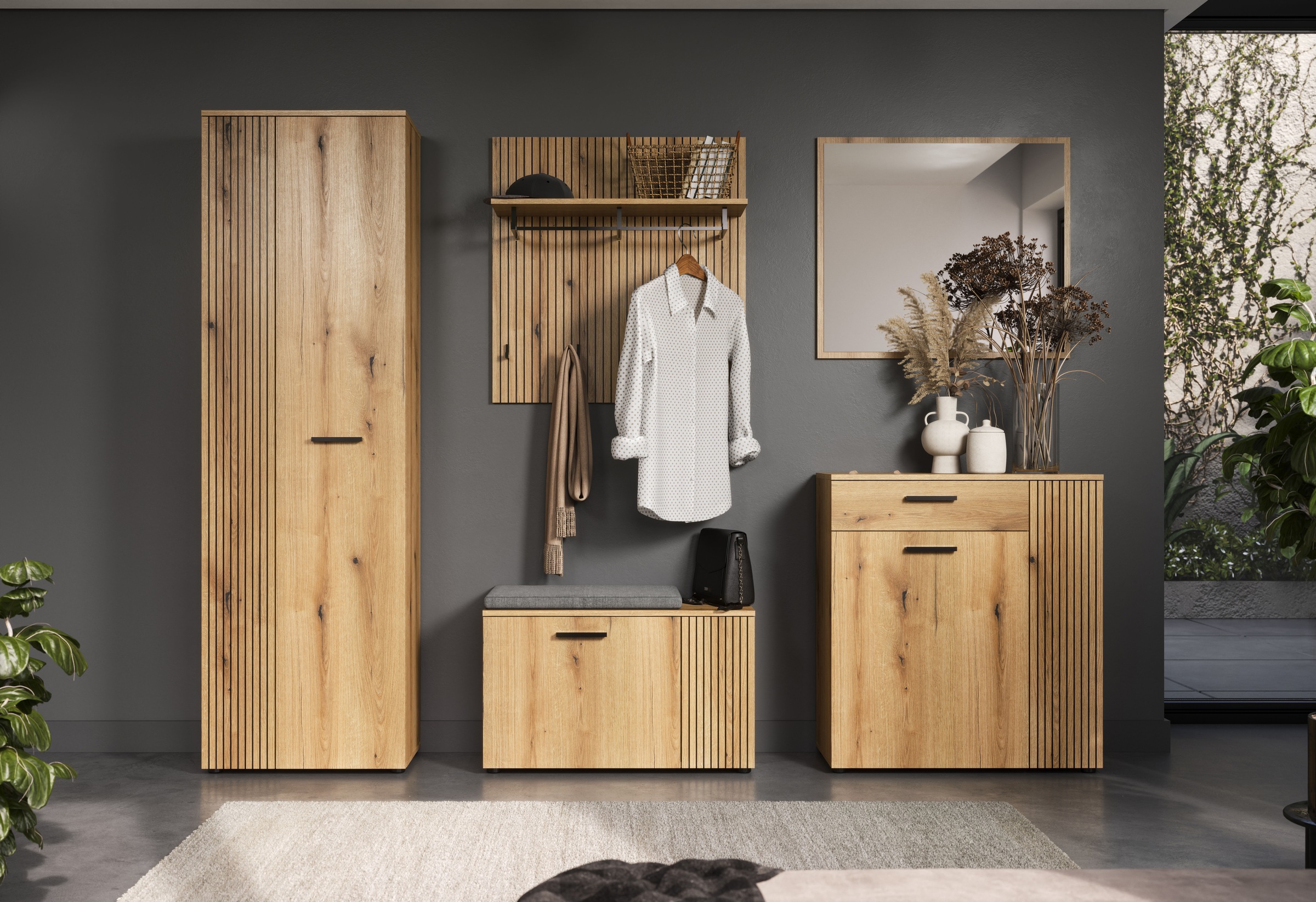 Home affaire Sitzbank »Amrum« 1 Stk. tlg. Schuhbank mit 2 Türen & 2 Einlegeböden - (B/T/H) 80/36/49 cm