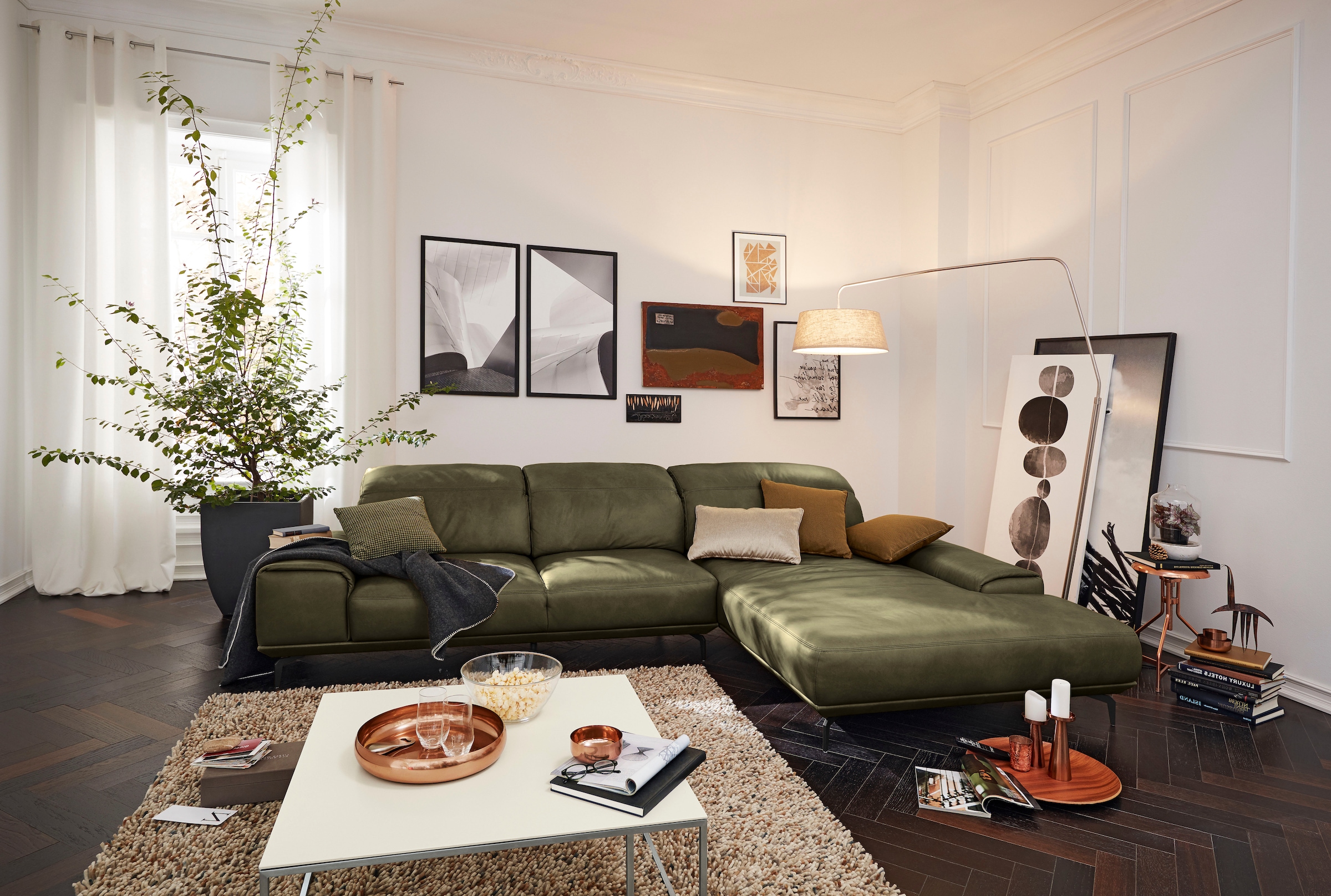 Musterring Wohnlandschaft »MR 2490«, Fuß schwarz, Sitzhöhe 48cm, wahlweise mit Funktionen, Maße 342x207 cm
