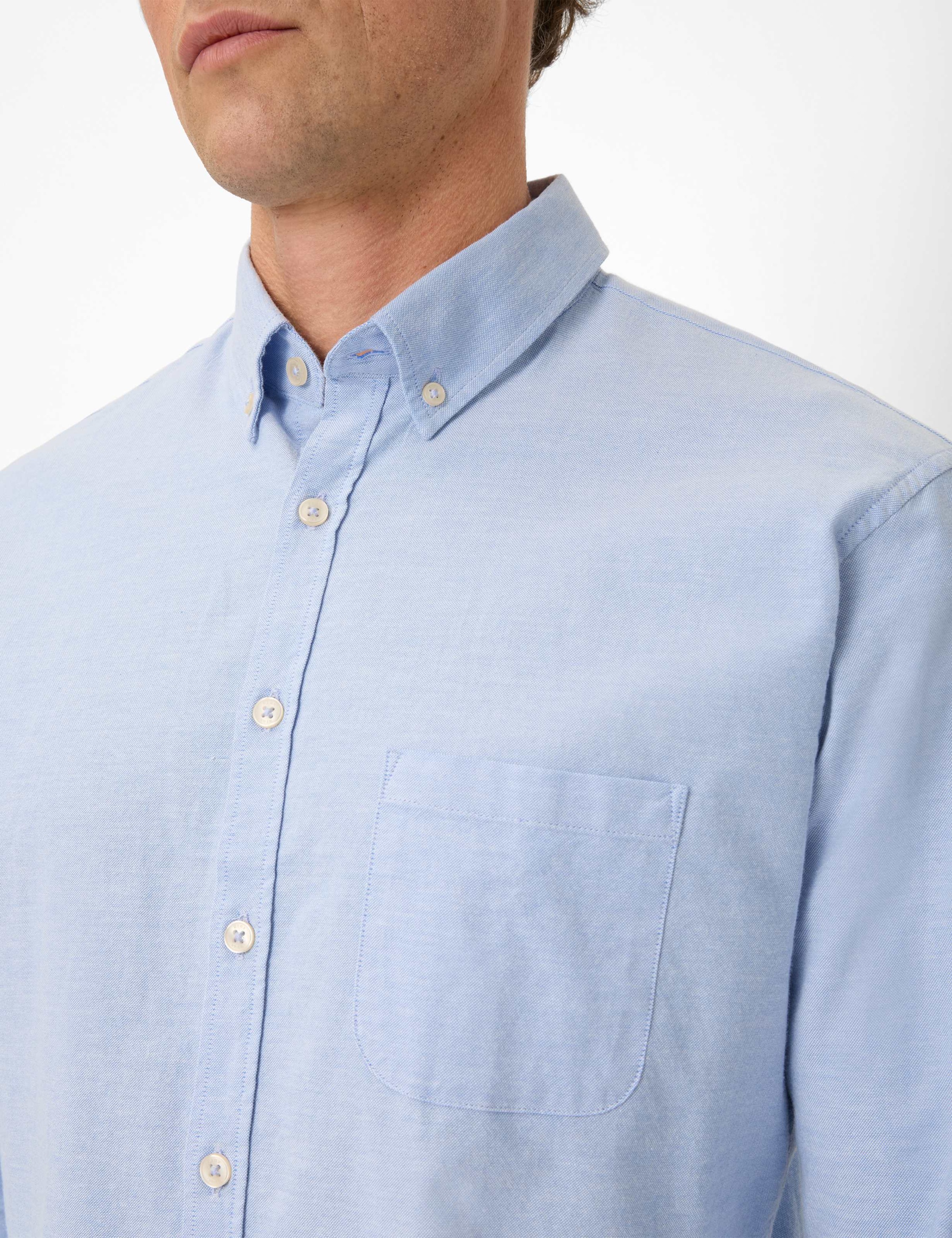 Langarmhemd BRAX "Style DANIEL", Herren, Gr. XXL, Normalgrößen, blau (mittelblau), Web, 97% Baumwolle, 3% Elasthan, Hemden 3