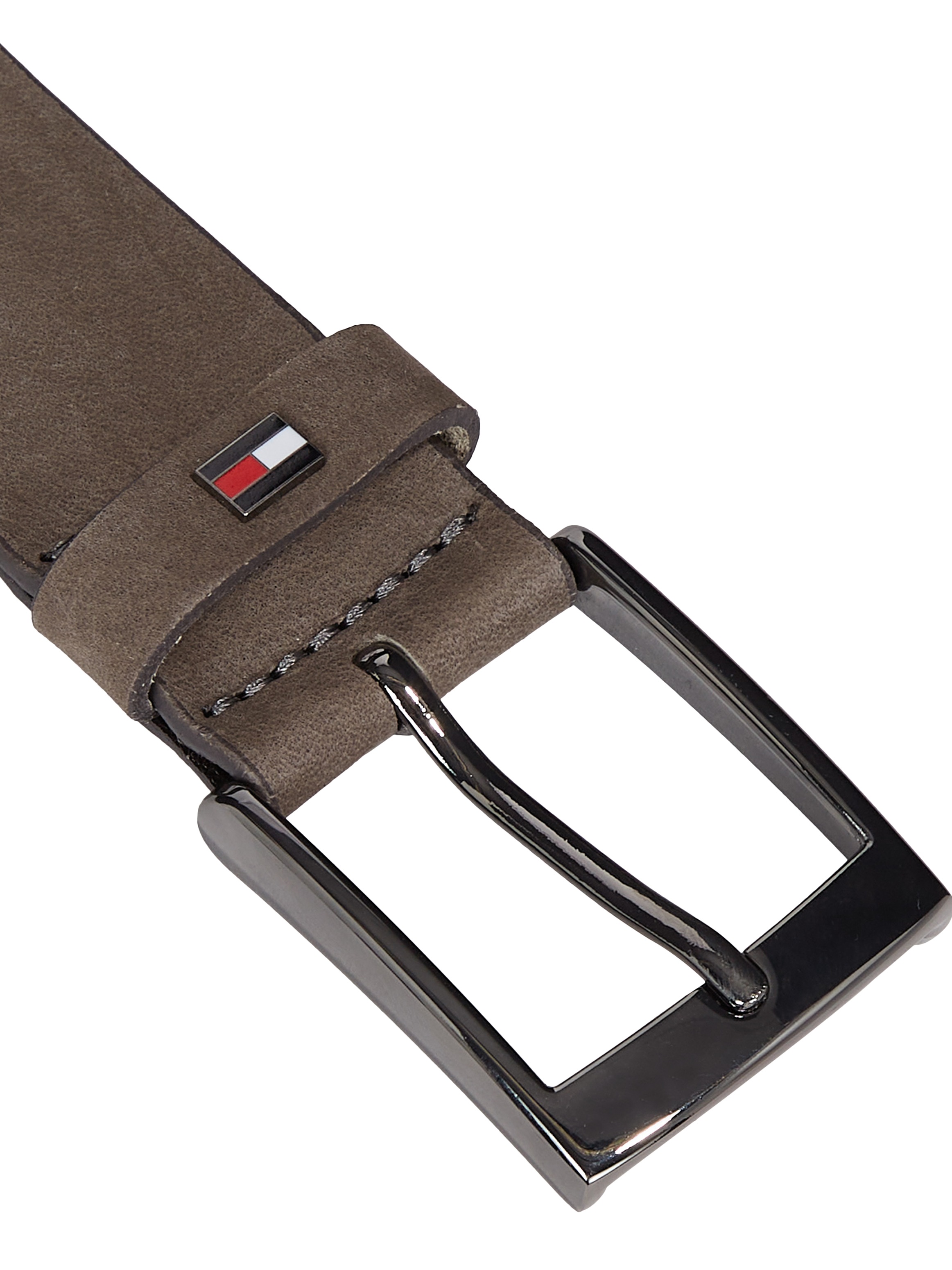 Tommy Hilfiger Ledergürtel »ADAN NUBUCK 3.5«, mit Metall-Label am Verschluss