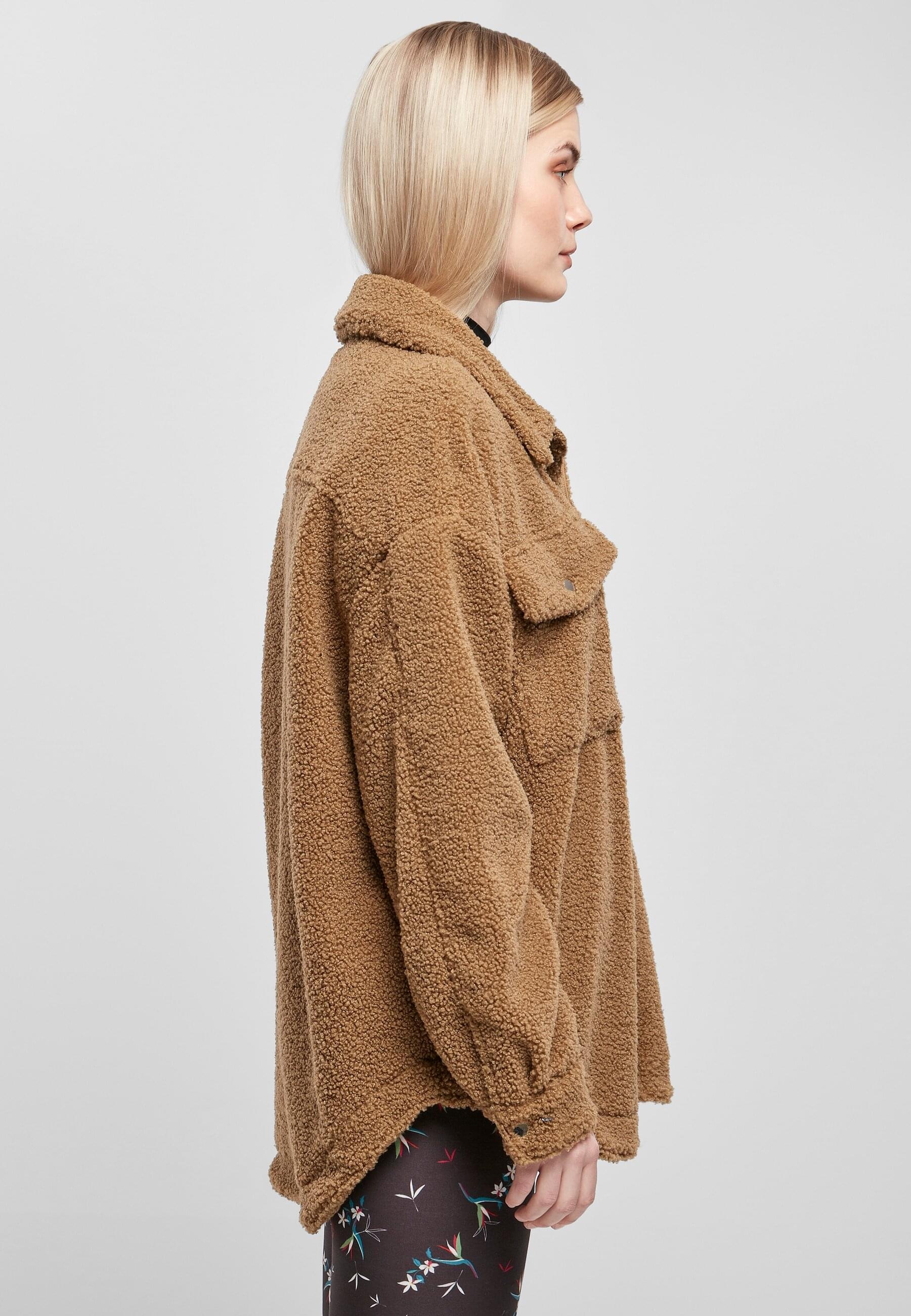 URBAN CLASSICS Langarmhemd »Urban Classics Damen Ladies Sherpa Overshirt«, (1 tlg.)