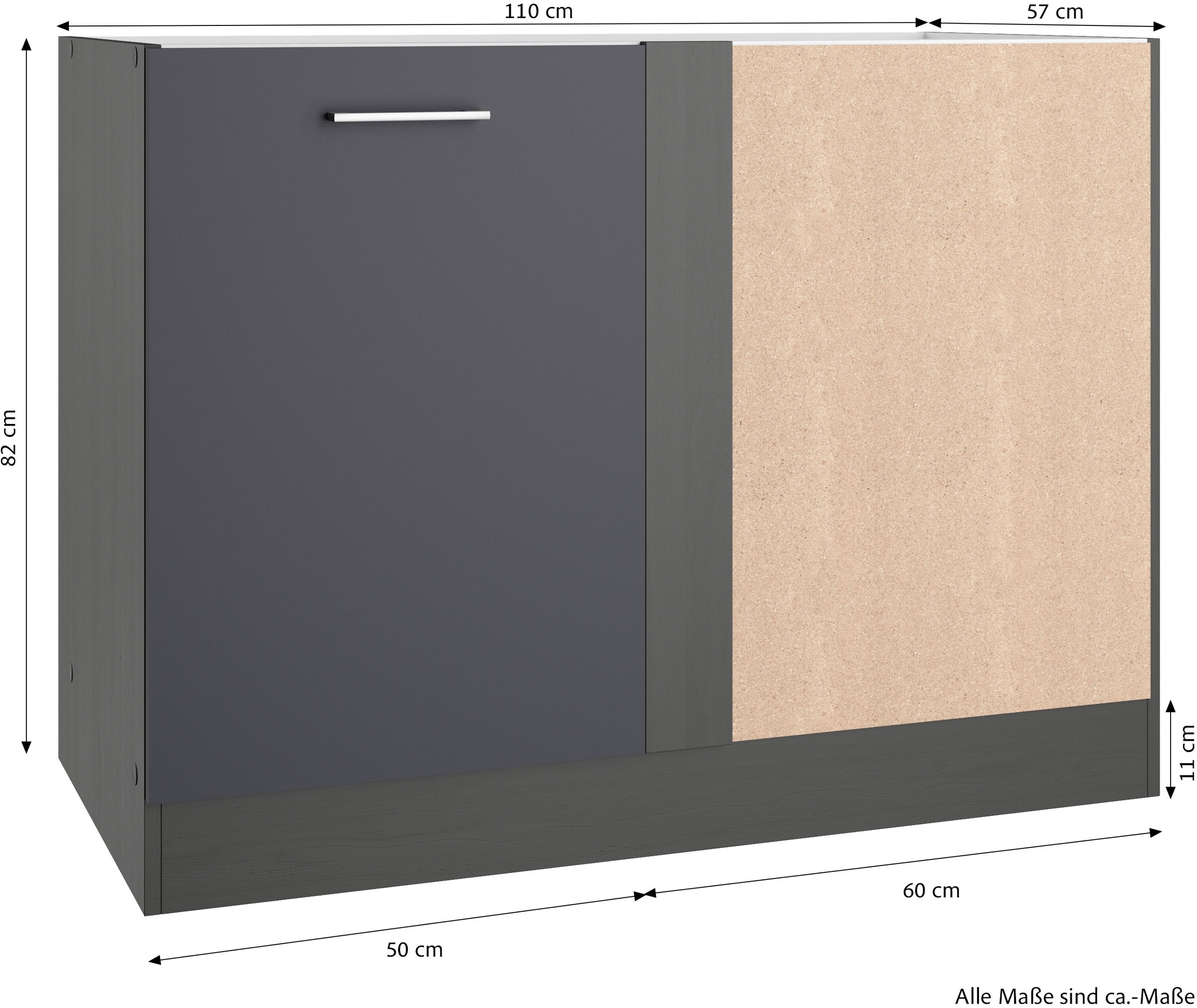 KOCHSTATION Eckunterschrank »KS-Milan«, HELD Möbel, Eckunterschrank 110 cm, matte oder hochglänzende Fronten