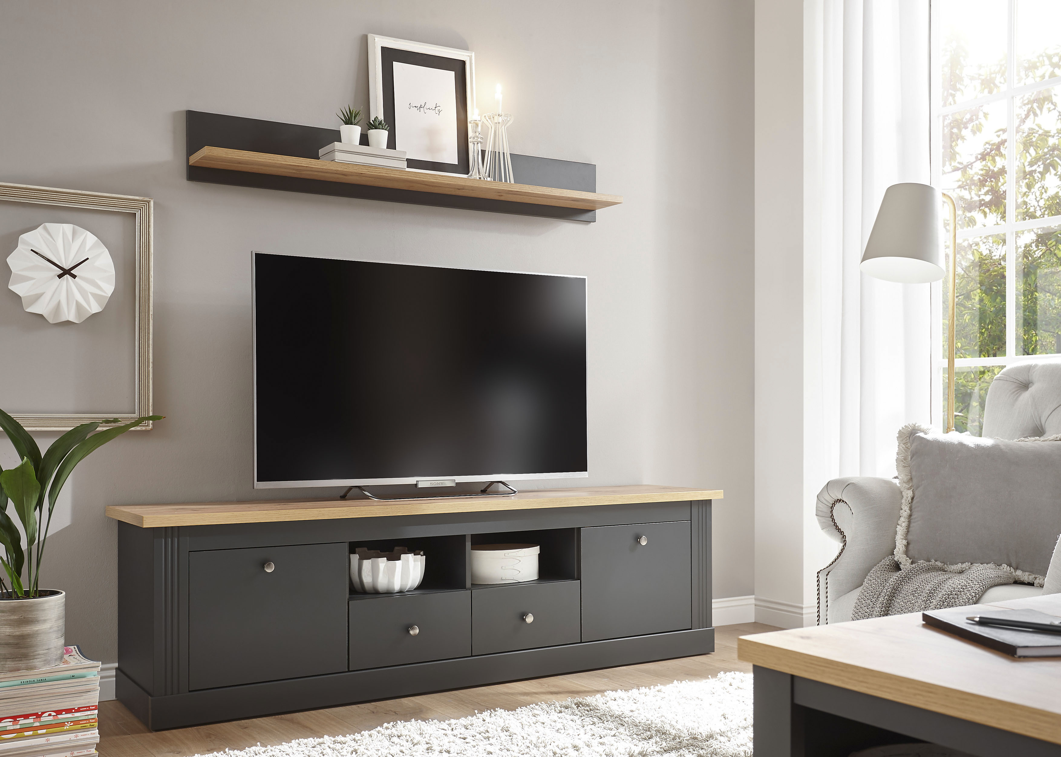 OTTO home Wohnwand "Westminster, Anbauwand im Landhausstil, Komplettset, Wohnzimmer-Set" Set, 2 Stk. tlg.