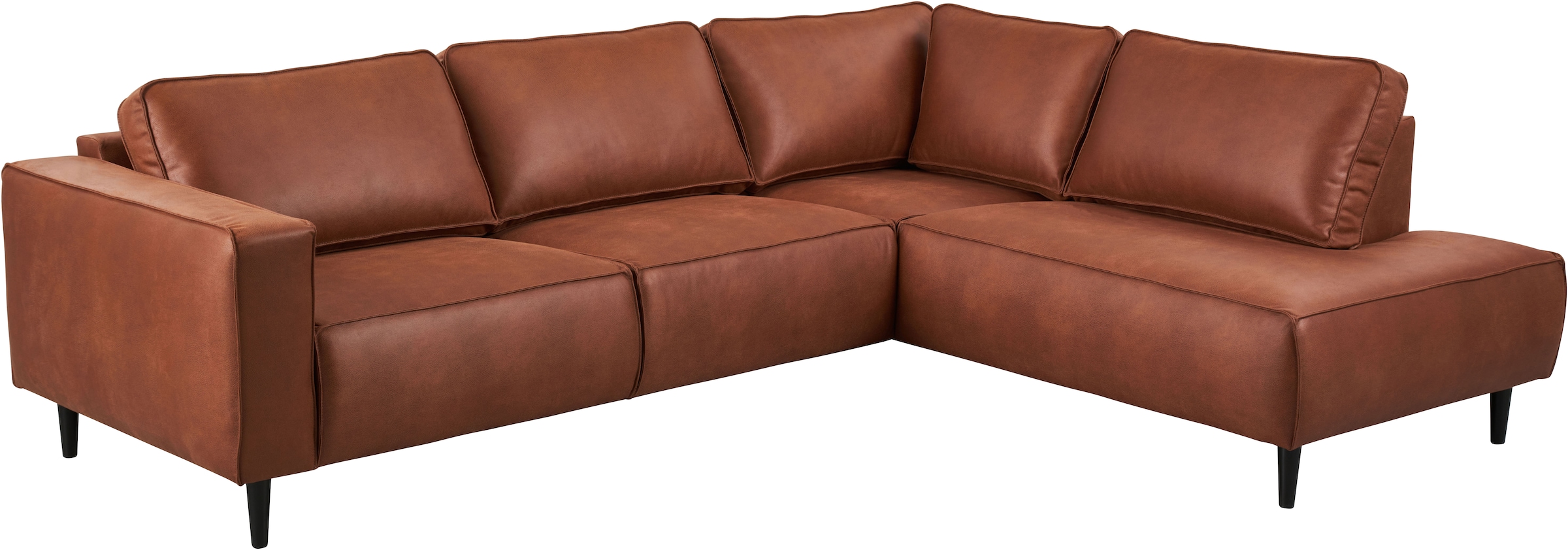Places of Style Ecksofa »Fumone, Lederoptik oder Soft-Touch Chenille«, Breite 260, mit schwarzen Massivholzfüßen