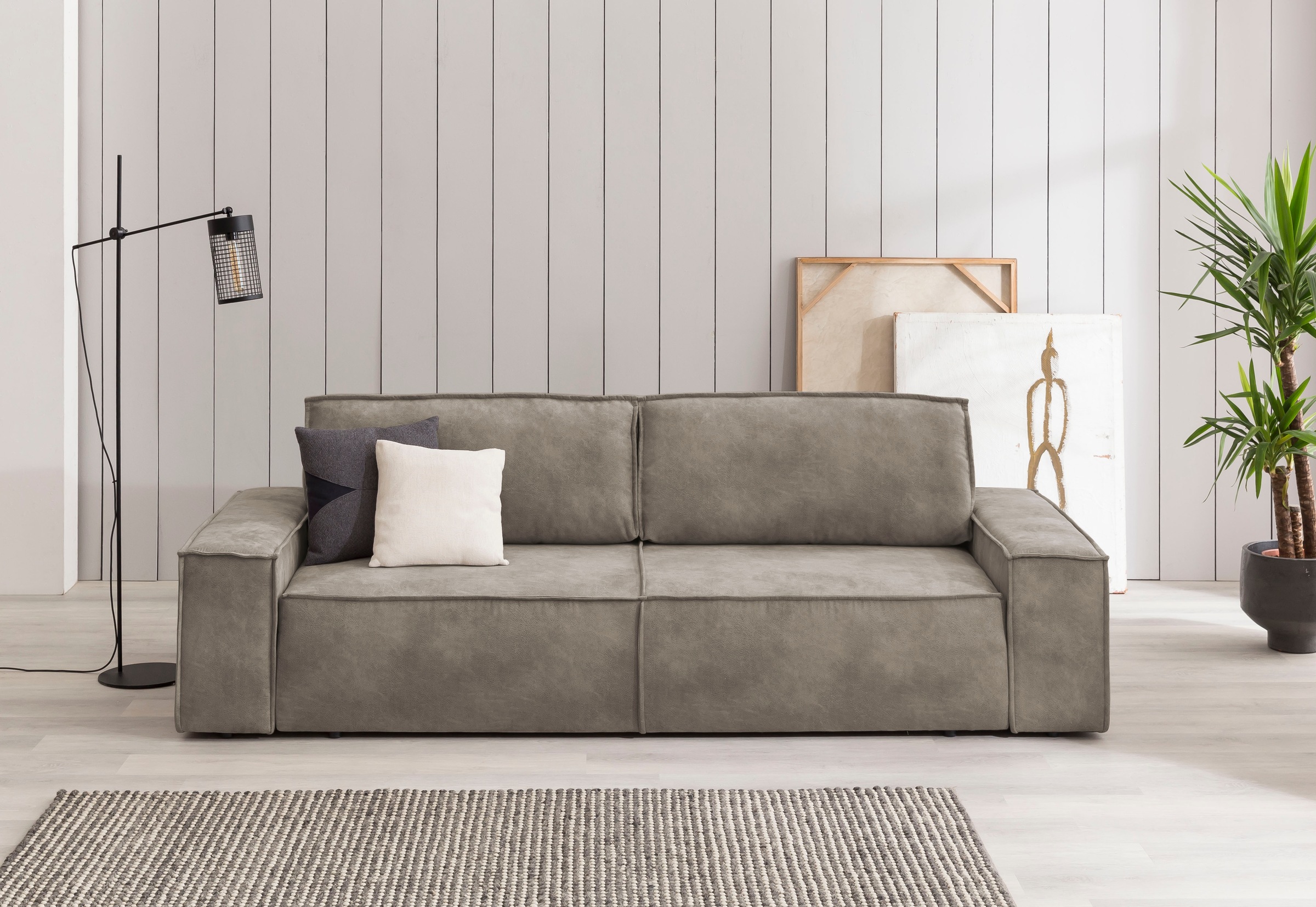 Home affaire 3-Sitzer "SHERWOOD Schlafsofa (257cm) Cord, Samtvelours, Vinta günstig online kaufen