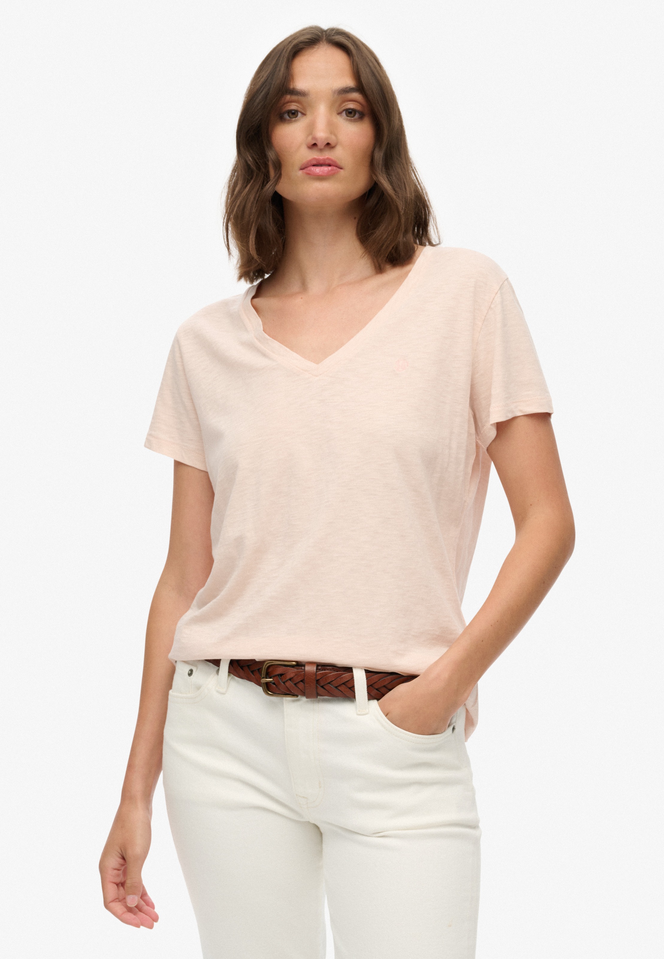 Superdry T-Shirt "STUDIOS SLUB EMB VEE TEE" Baumwollmischung, relaxed fit günstig online kaufen