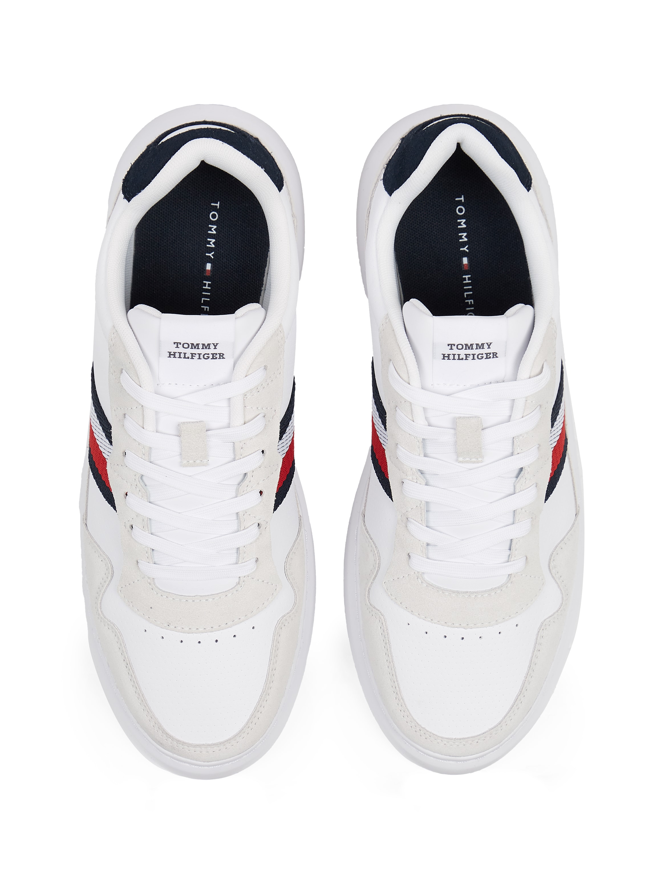 Tommy Hilfiger Sneaker »LIGHT CUPSOLE LTH MIX STRIPES«, Freizeitschuh, Halbschuh, Schnürschuh mit seitlichen Streifen
