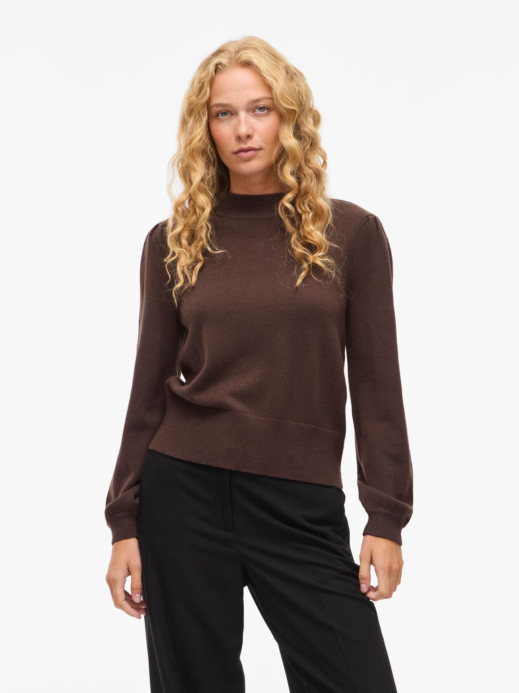 Vila Rundhalspullover "VIRIL TURTLE-NK BALLOON L/S TOP - NOOS" Materialmix, regular fit